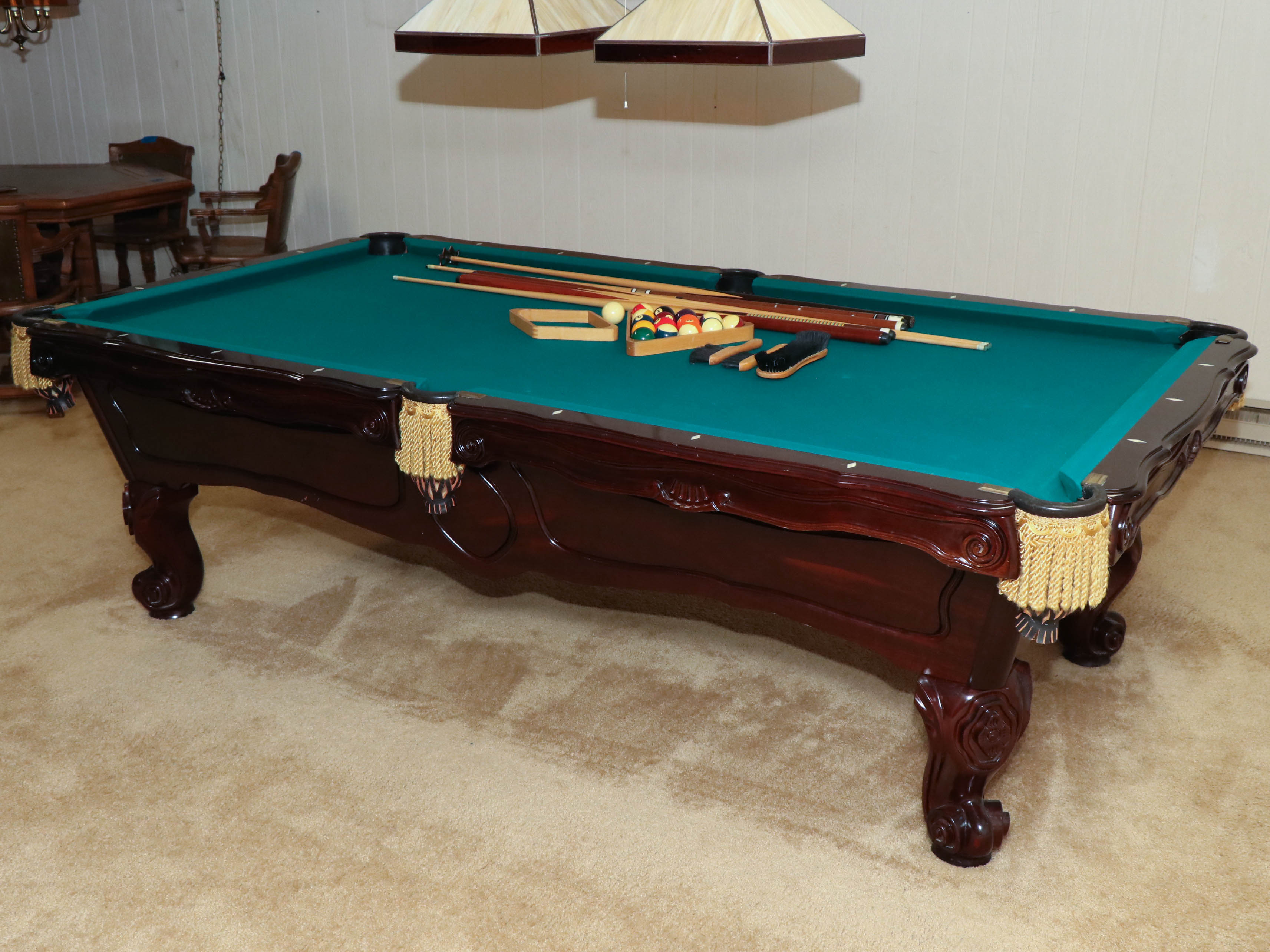 Brunswick "Orleans" Eight Foot Mahogany Billiard Table with Accessories