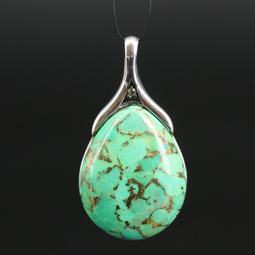 Sterling Silver Turquoise and Peridot Pendant