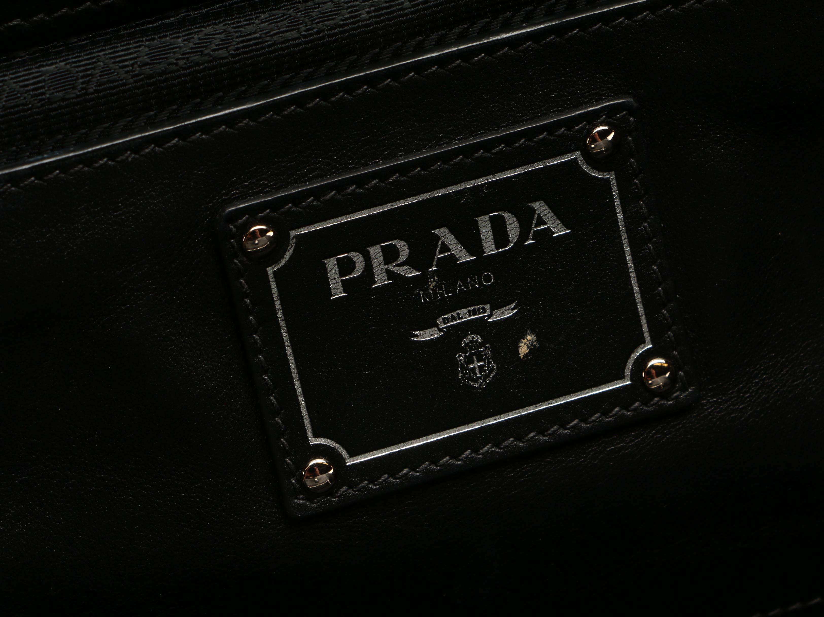 Prada Black Leather Two-Way Tote Bag
