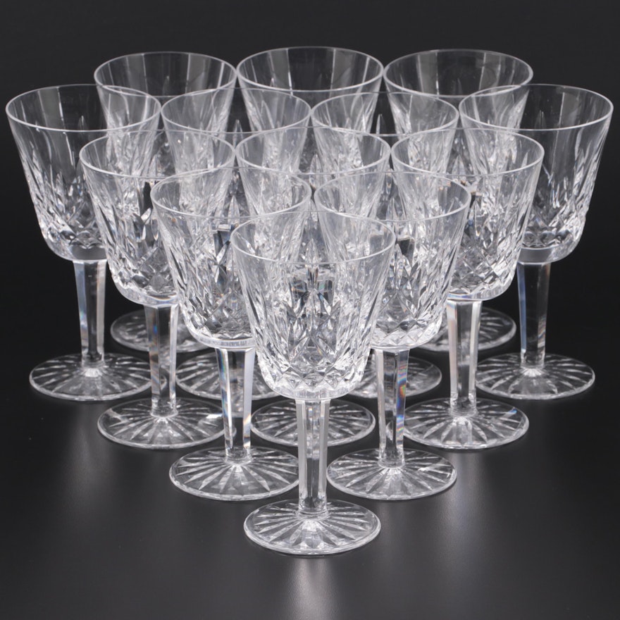 Waterford Crystal "Lismore" Claret Wine Glasses, Mid to Late 20th Century