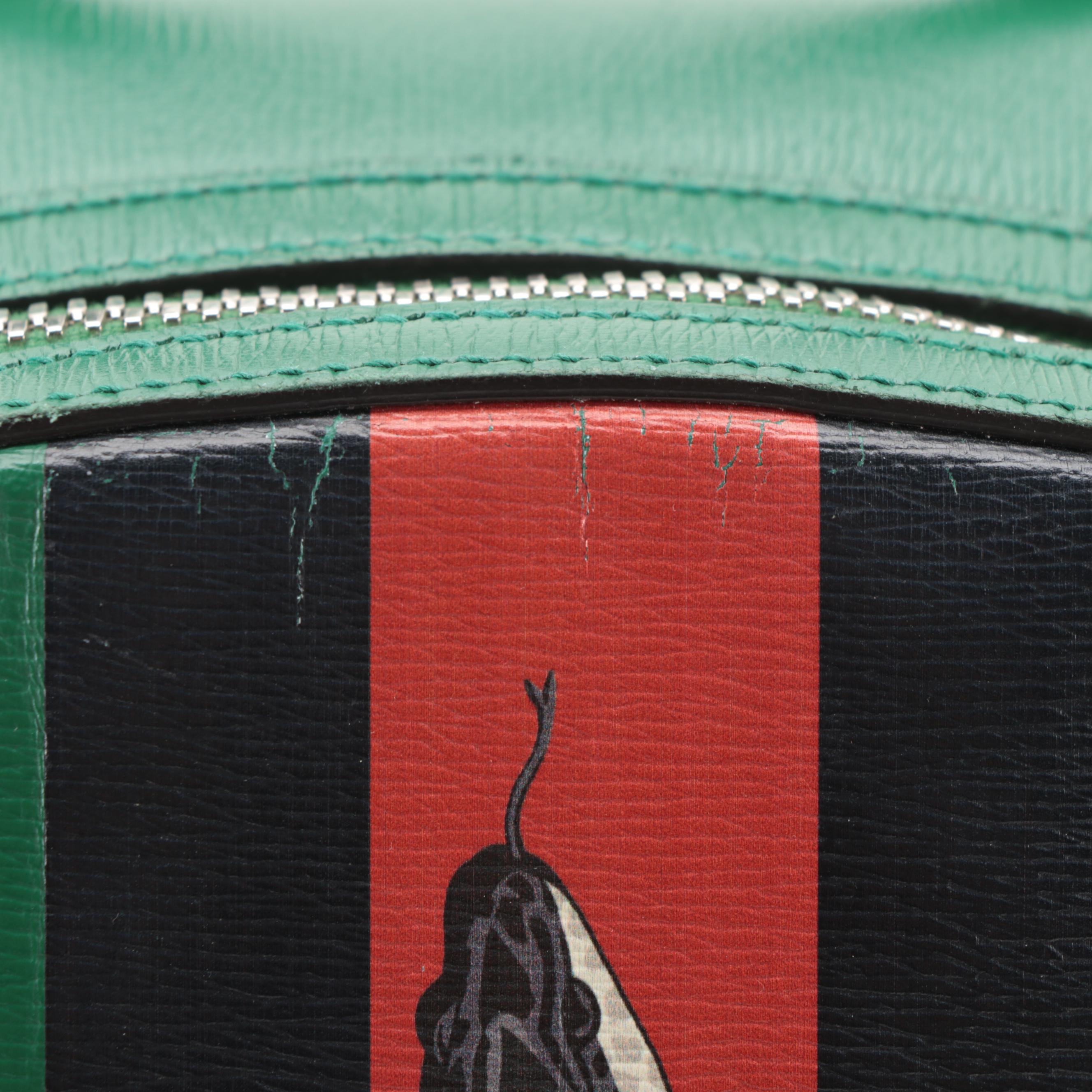 Gucci Web and Kingsnake Backpack in Grained Leather