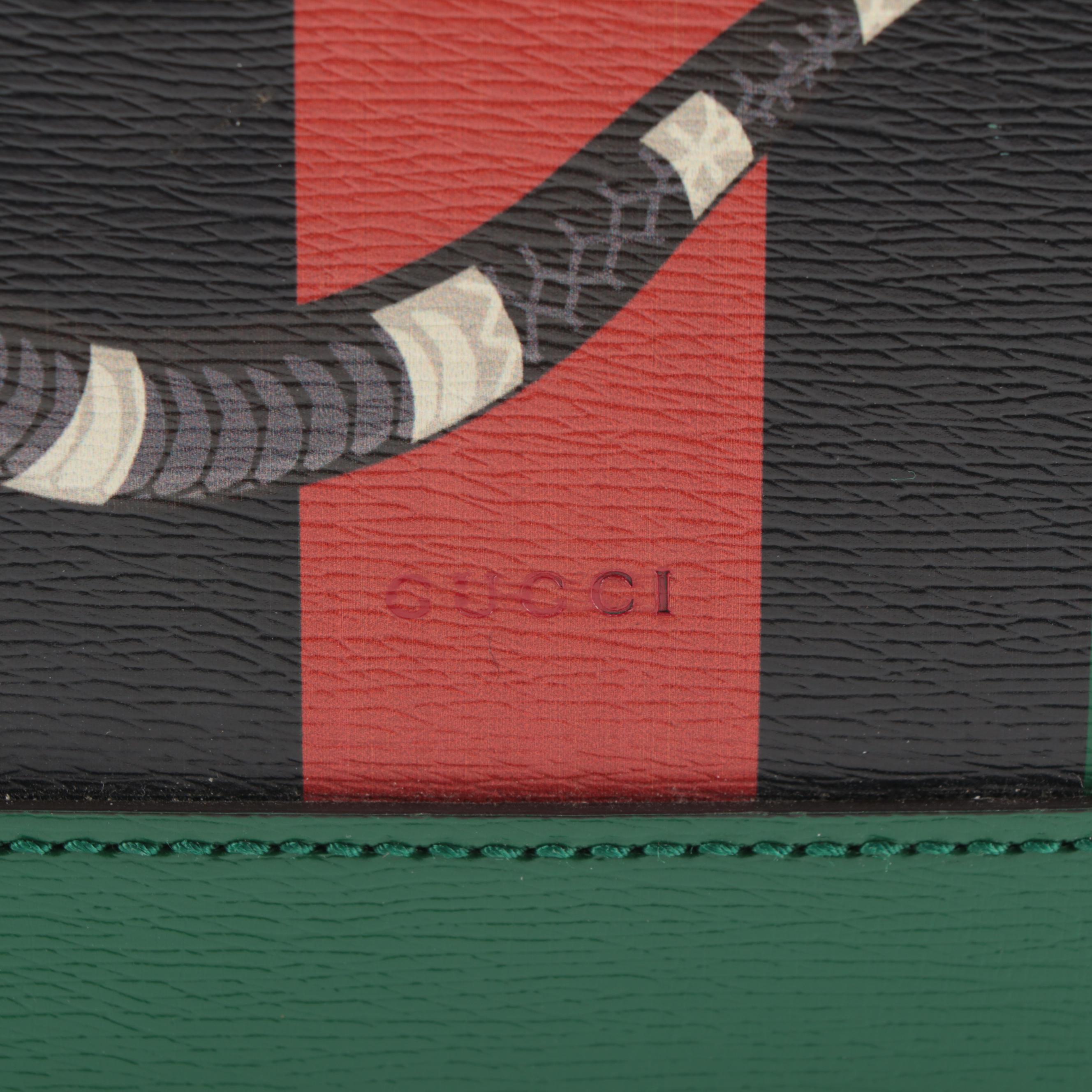 Gucci Web and Kingsnake Backpack in Grained Leather