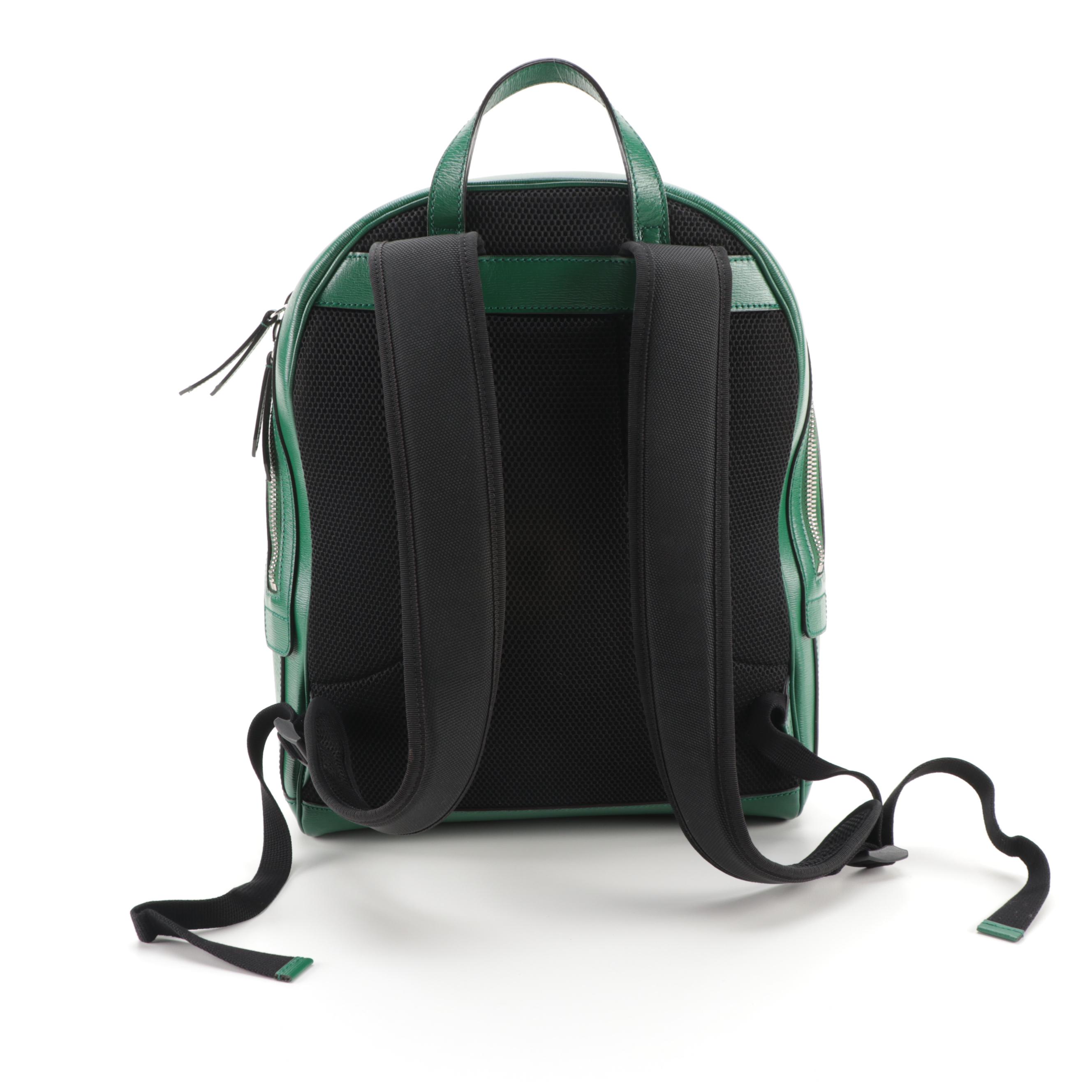 Gucci Web and Kingsnake Backpack in Grained Leather