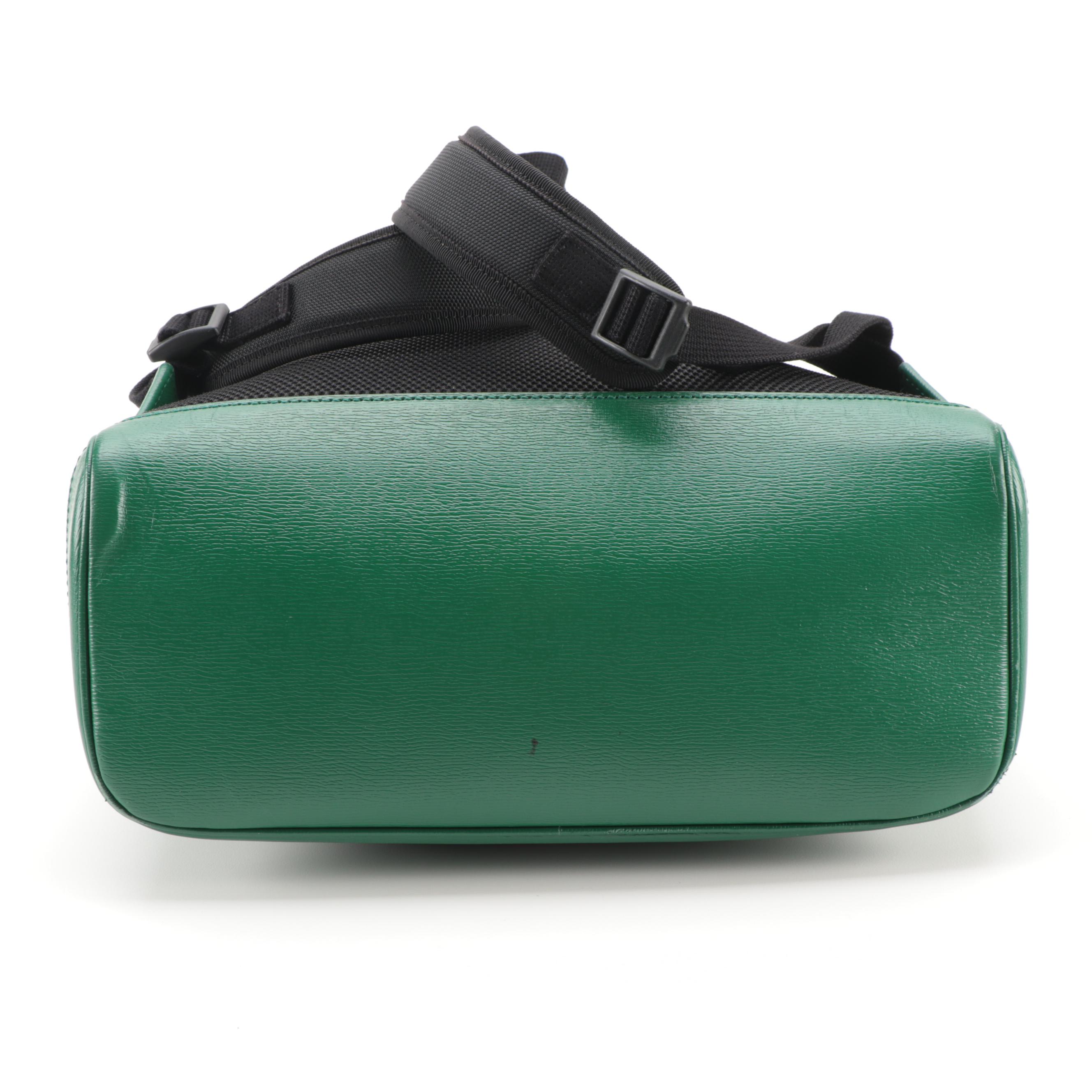 Gucci Web and Kingsnake Backpack in Grained Leather