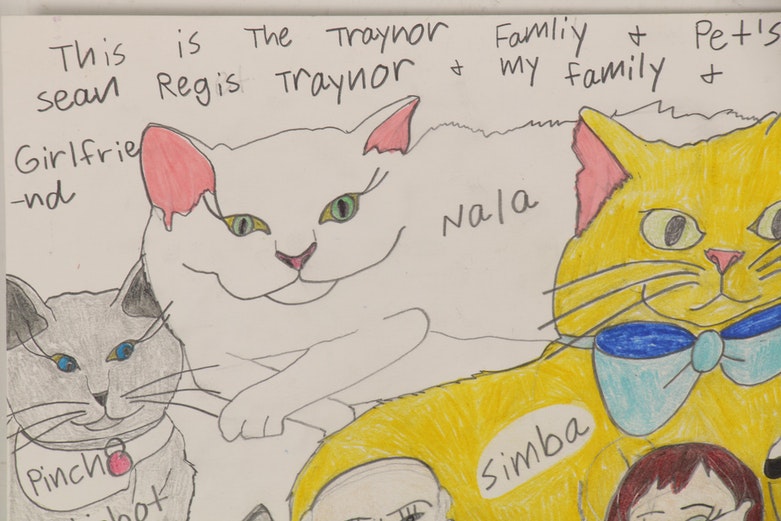 Sean Traynor Family Portrait Outsider Art Mixed Media Drawing