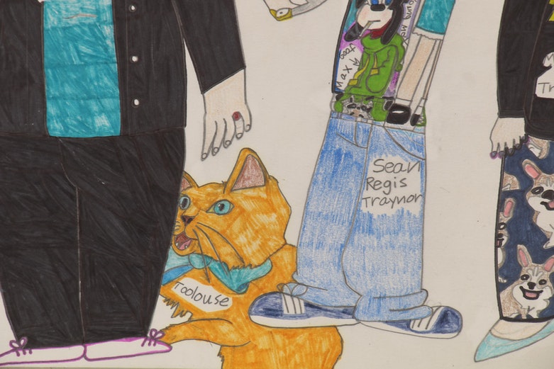 Sean Traynor Family Portrait Outsider Art Mixed Media Drawing