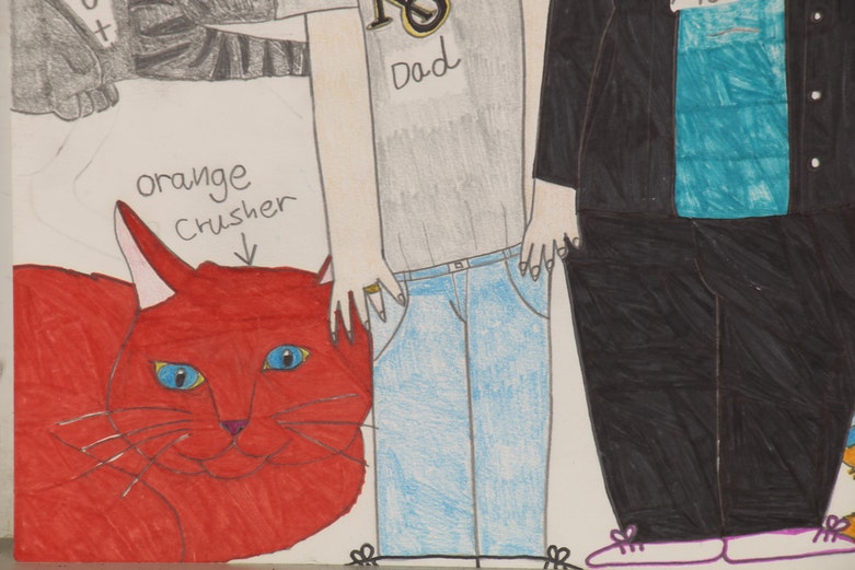 Sean Traynor Family Portrait Outsider Art Mixed Media Drawing