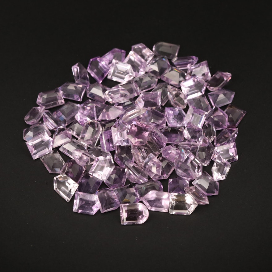 Loose 105.71 CTW Bullet and Window Faceted Amethysts