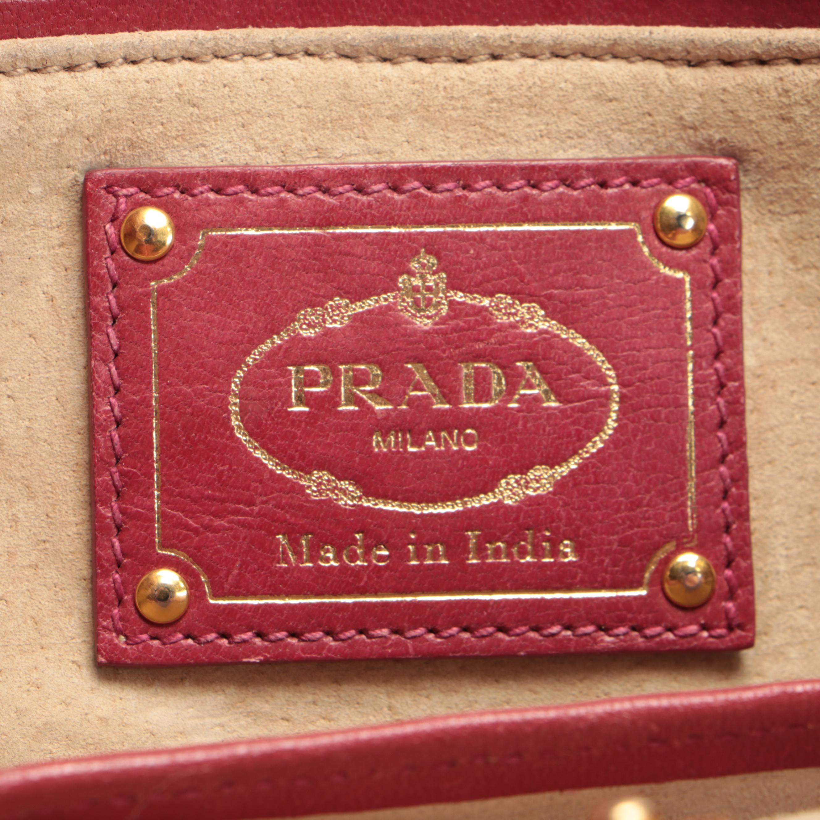 Prada Fringe Two-Way Satchel in Red Intecciato Leather