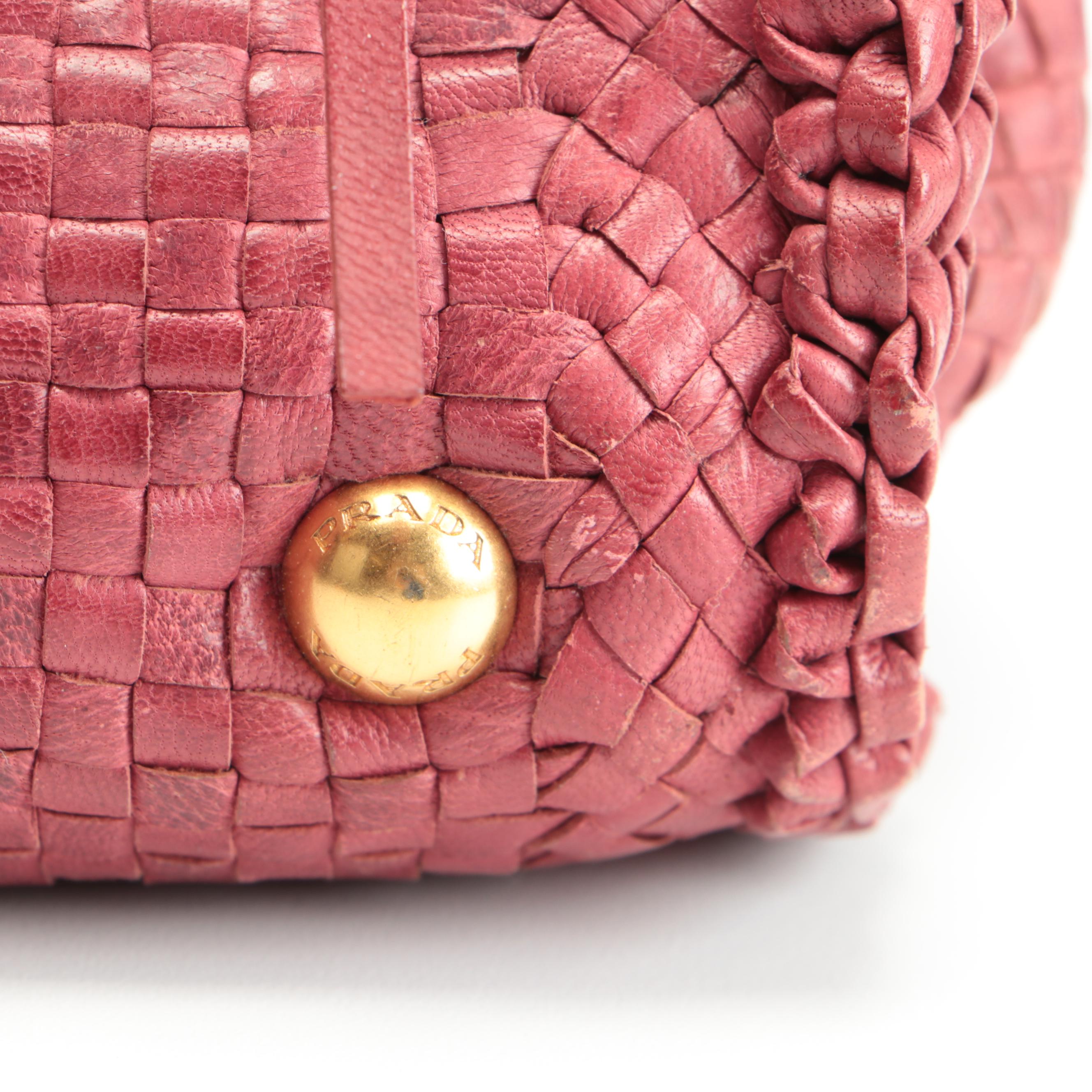 Prada Fringe Two-Way Satchel in Red Intecciato Leather