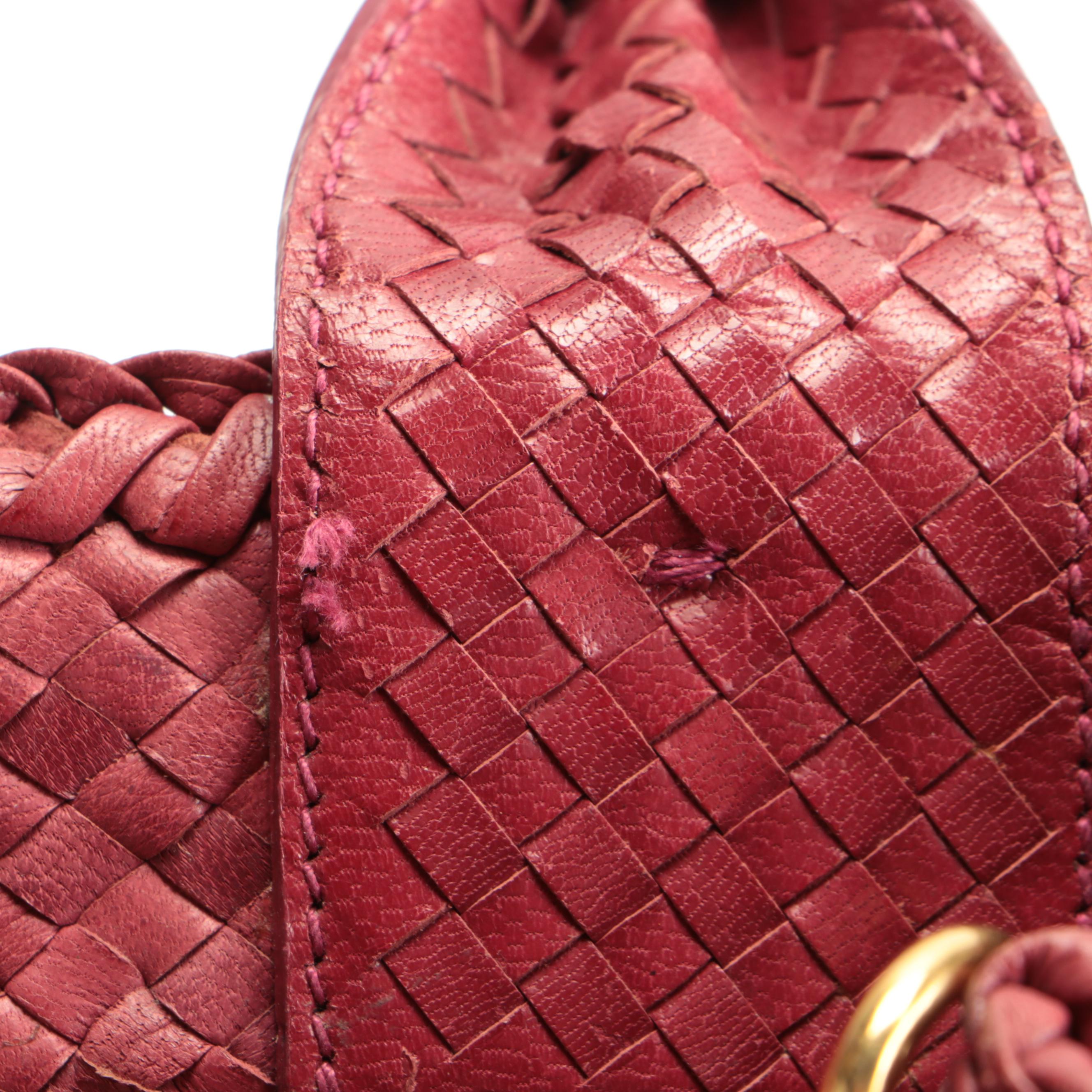 Prada Fringe Two-Way Satchel in Red Intecciato Leather