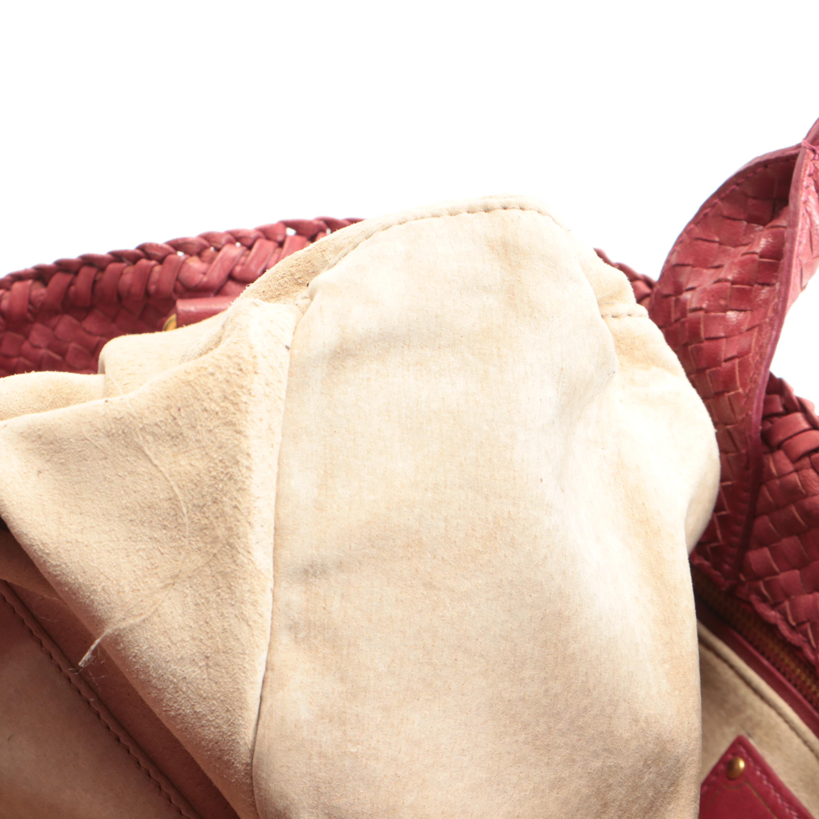 Prada Fringe Two-Way Satchel in Red Intecciato Leather