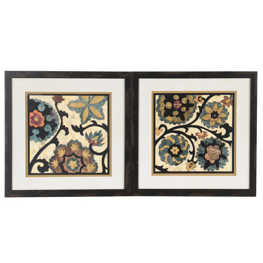 Offset Lithograph of Floral Patterns, Late 20th Century