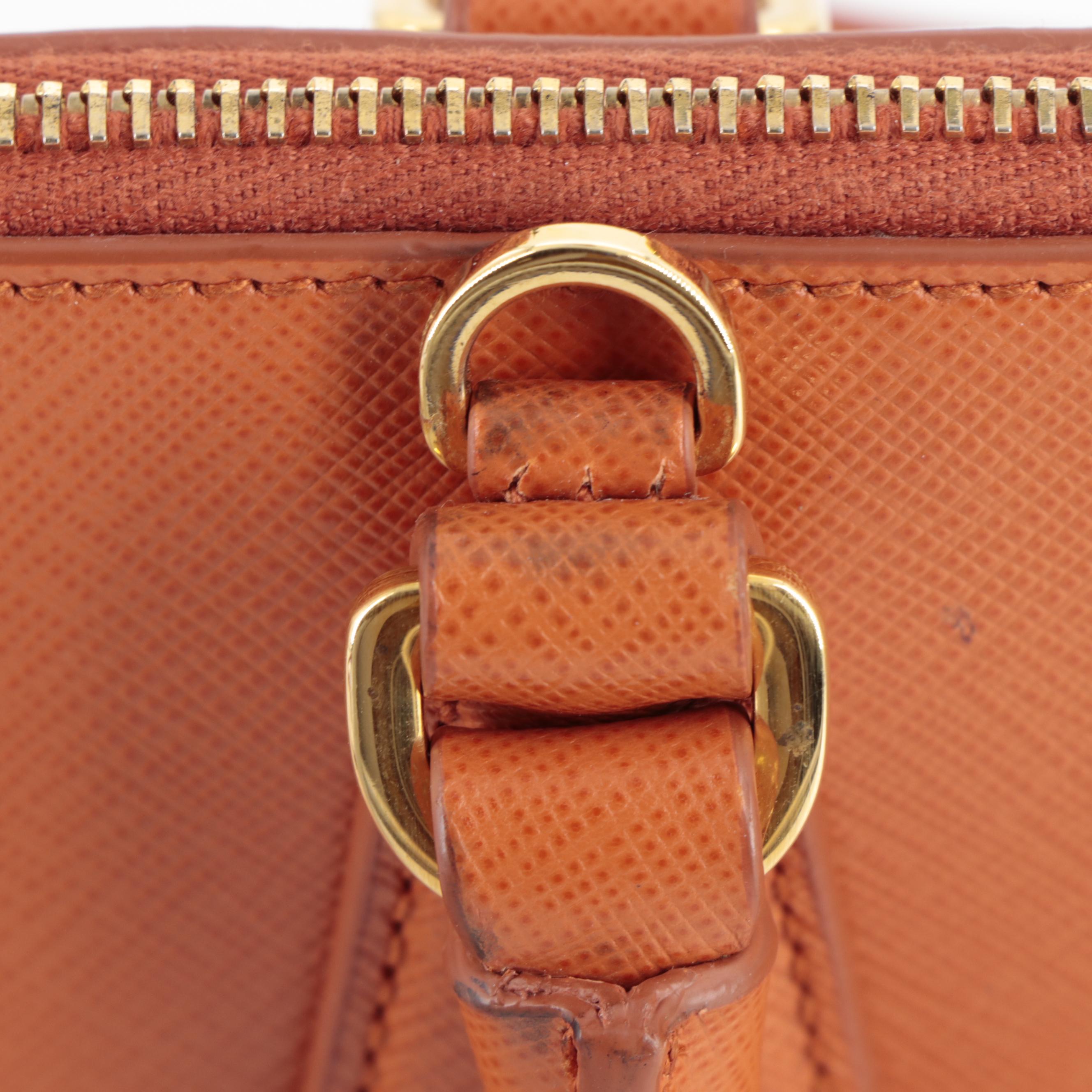 Prada Small Promenade Two-Way Bag in Orange Saffiano Leather