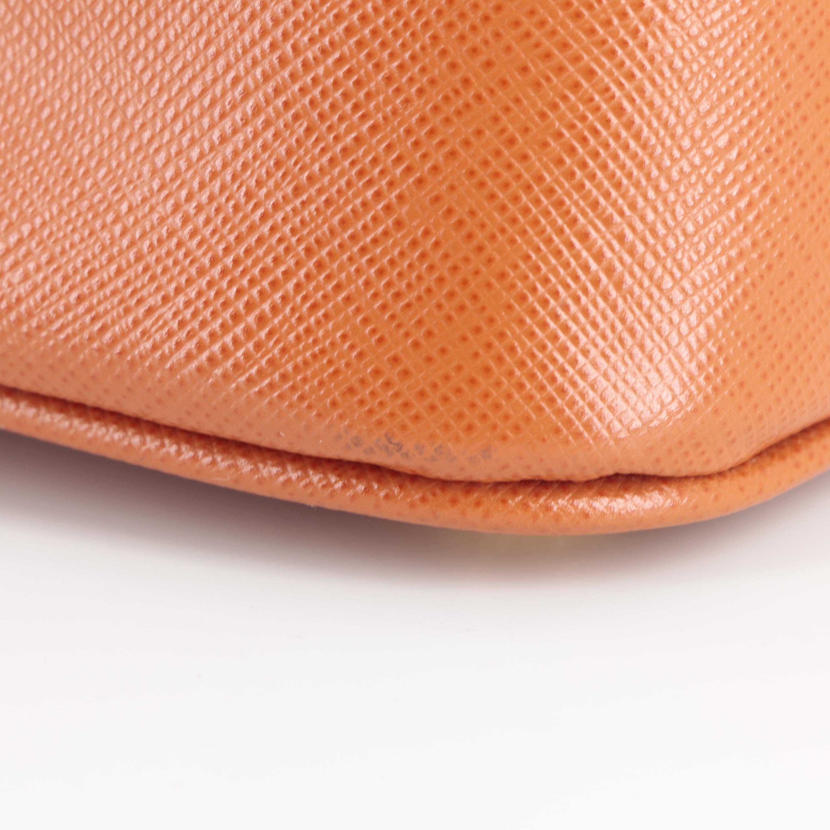 Prada Small Promenade Two-Way Bag in Orange Saffiano Leather