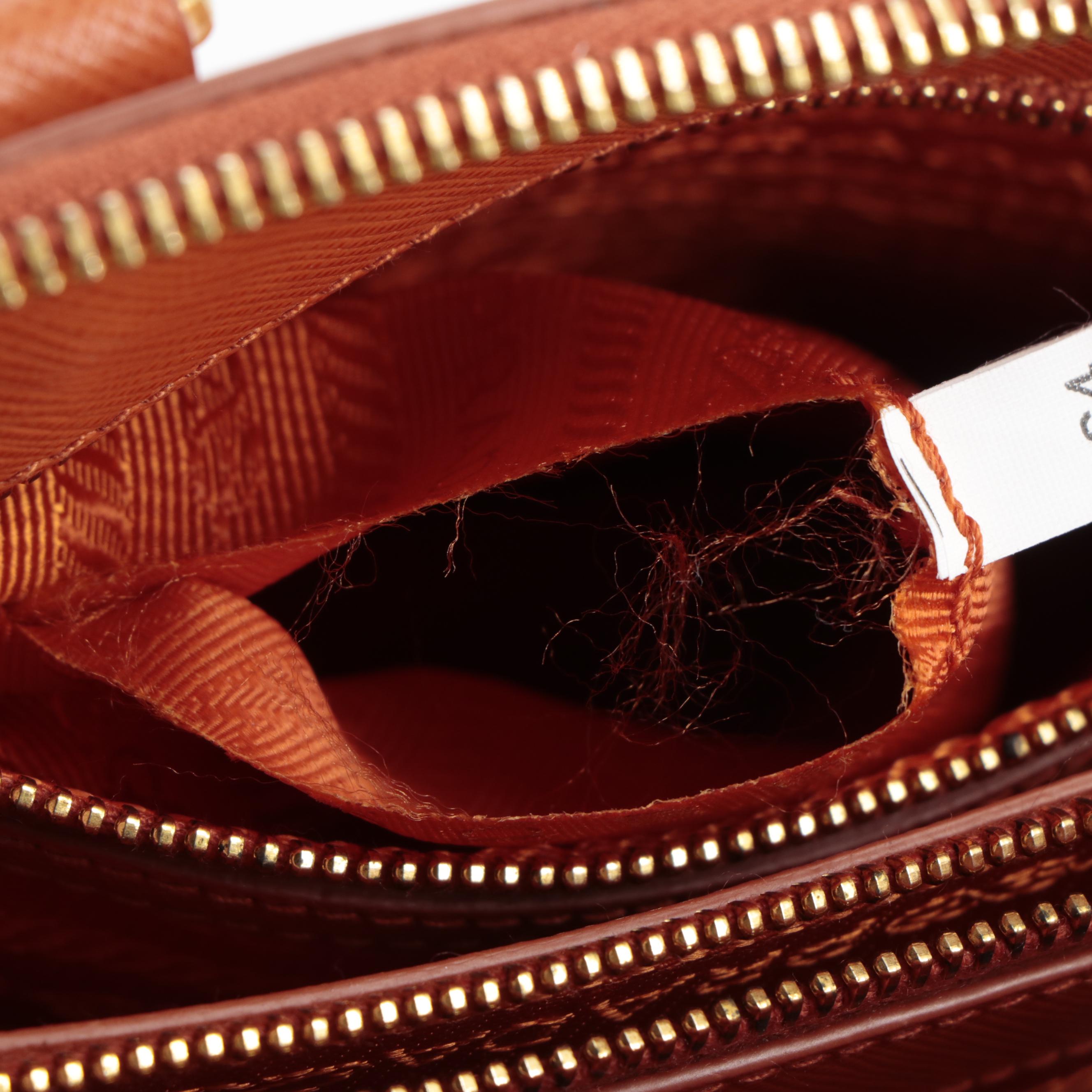 Prada Small Promenade Two-Way Bag in Orange Saffiano Leather