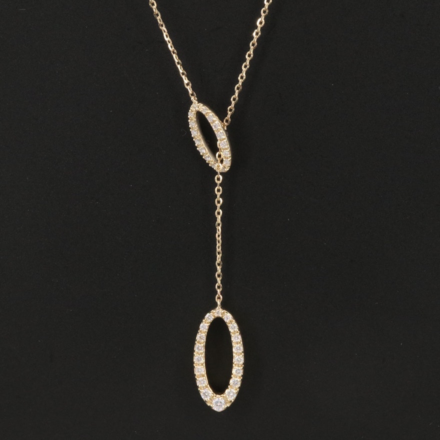 14K Diamond Lariat Necklace