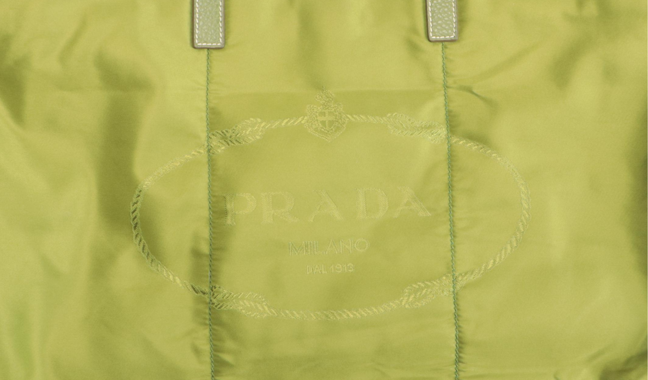 Prada Tessuto Nylon Tote in Avocado Green with Daino Leather Trim