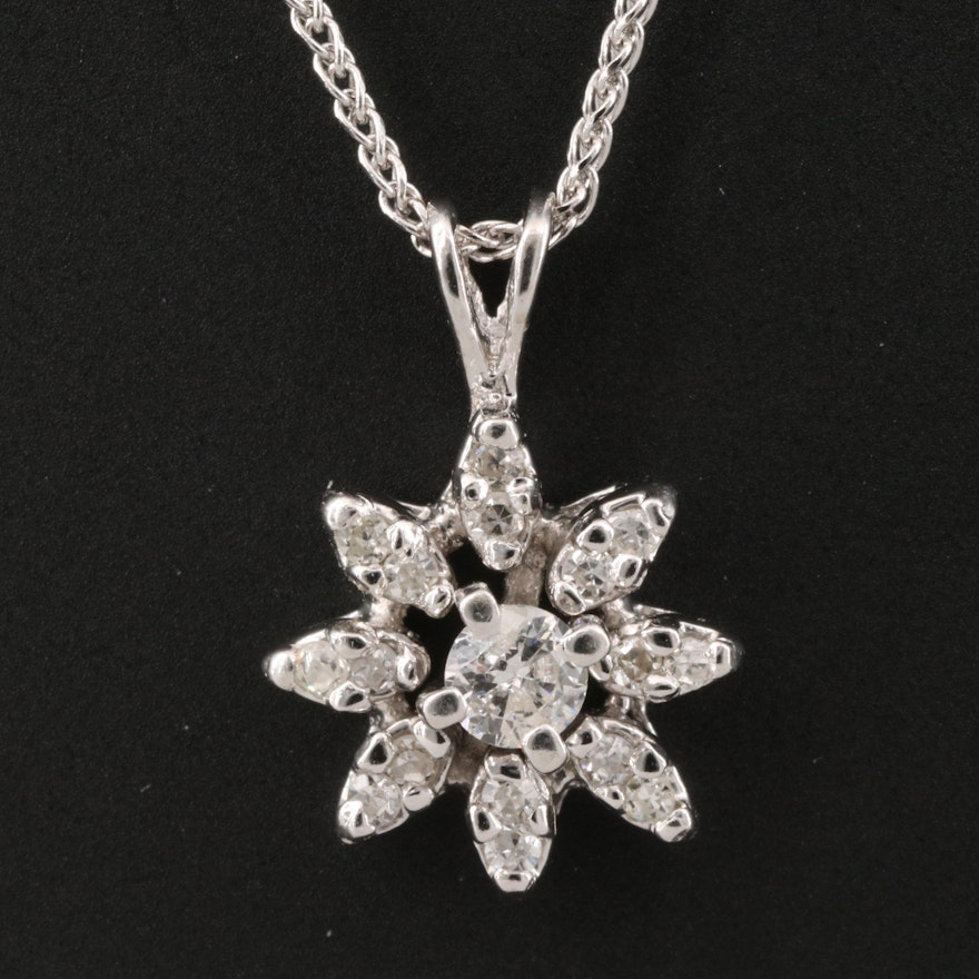 14K Diamond Flower Necklace