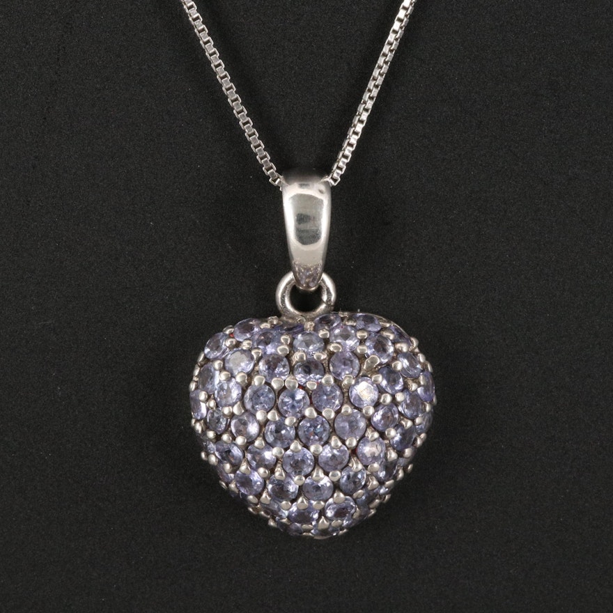 Sterling Tanzanite Heart Pendant Necklace