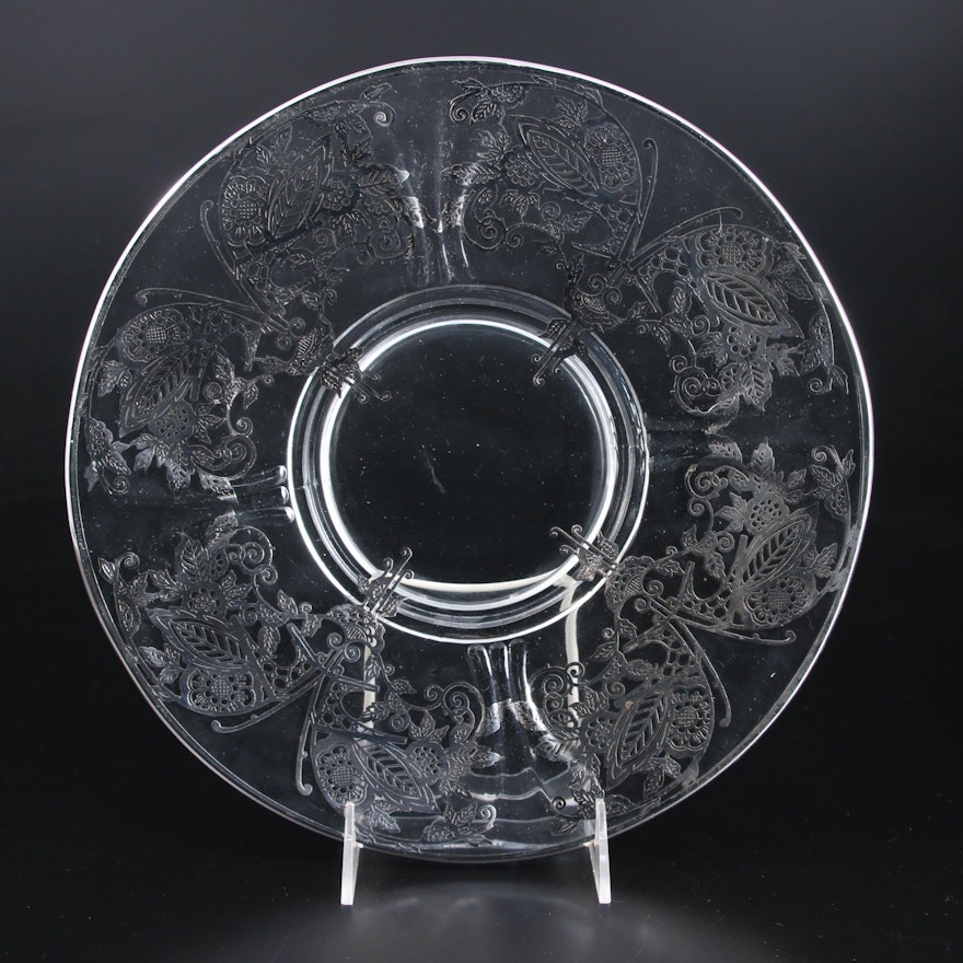 Glass Plate with Silver Overlay, Mid-20th Century