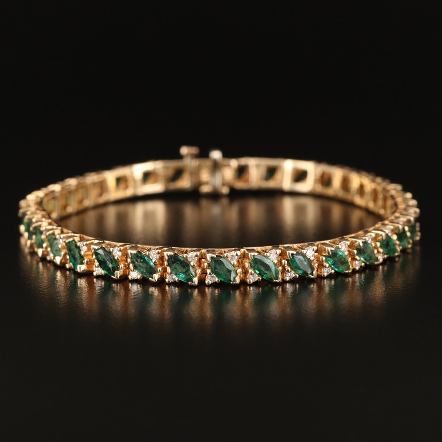 14K Emerald and Diamond Bracelet