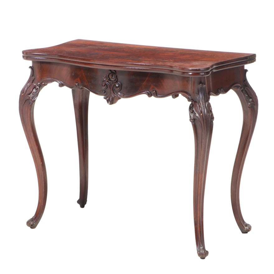 American Rococo Revival Flame Mahogany Games Table, Third Quarter 19th Century