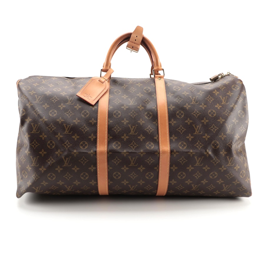 Louis Vuitton Keepall 60 Bag in Monogram Canvas and Vachetta Leather