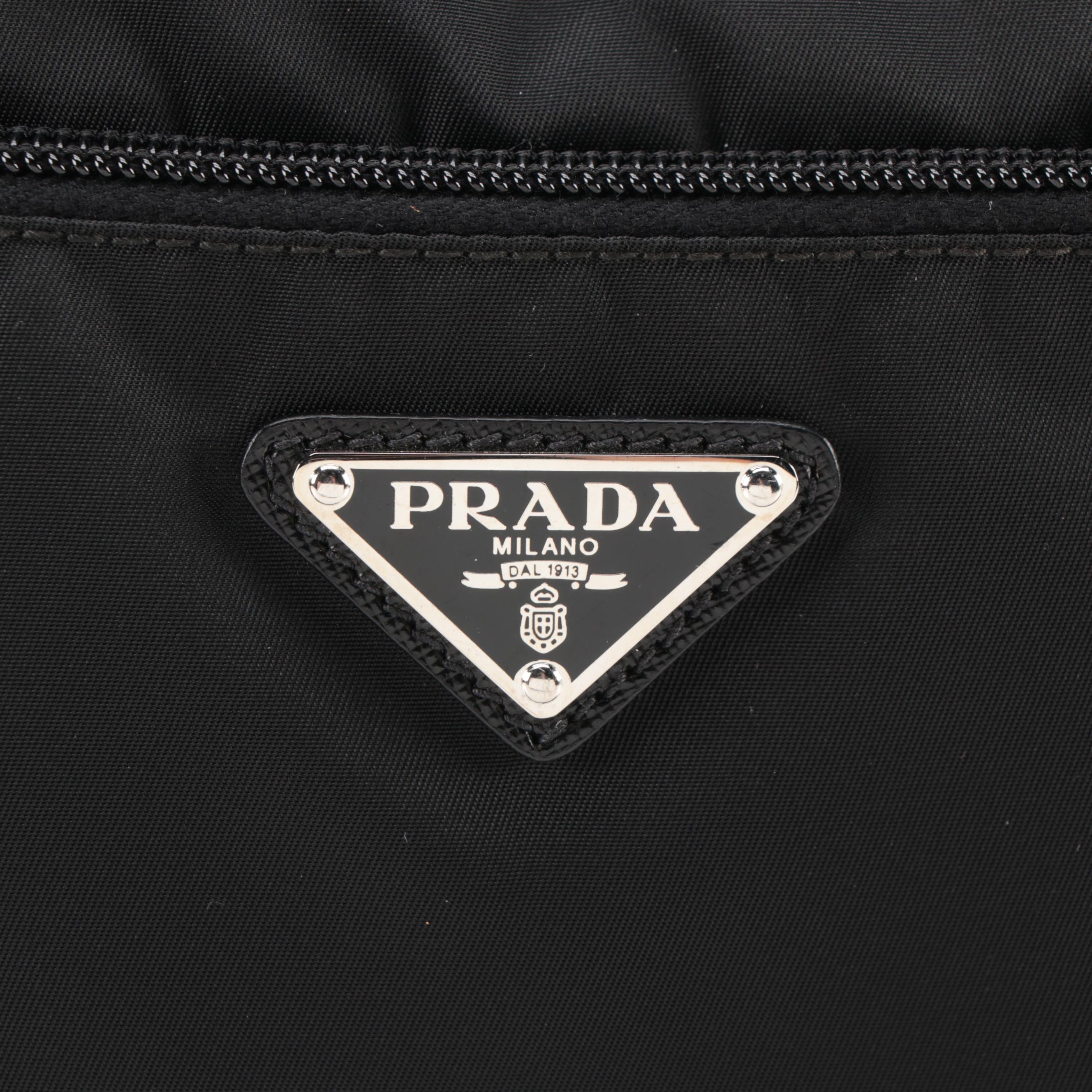 Prada Shoulder Bag in Black Nylon with Saffiano Leather Trim