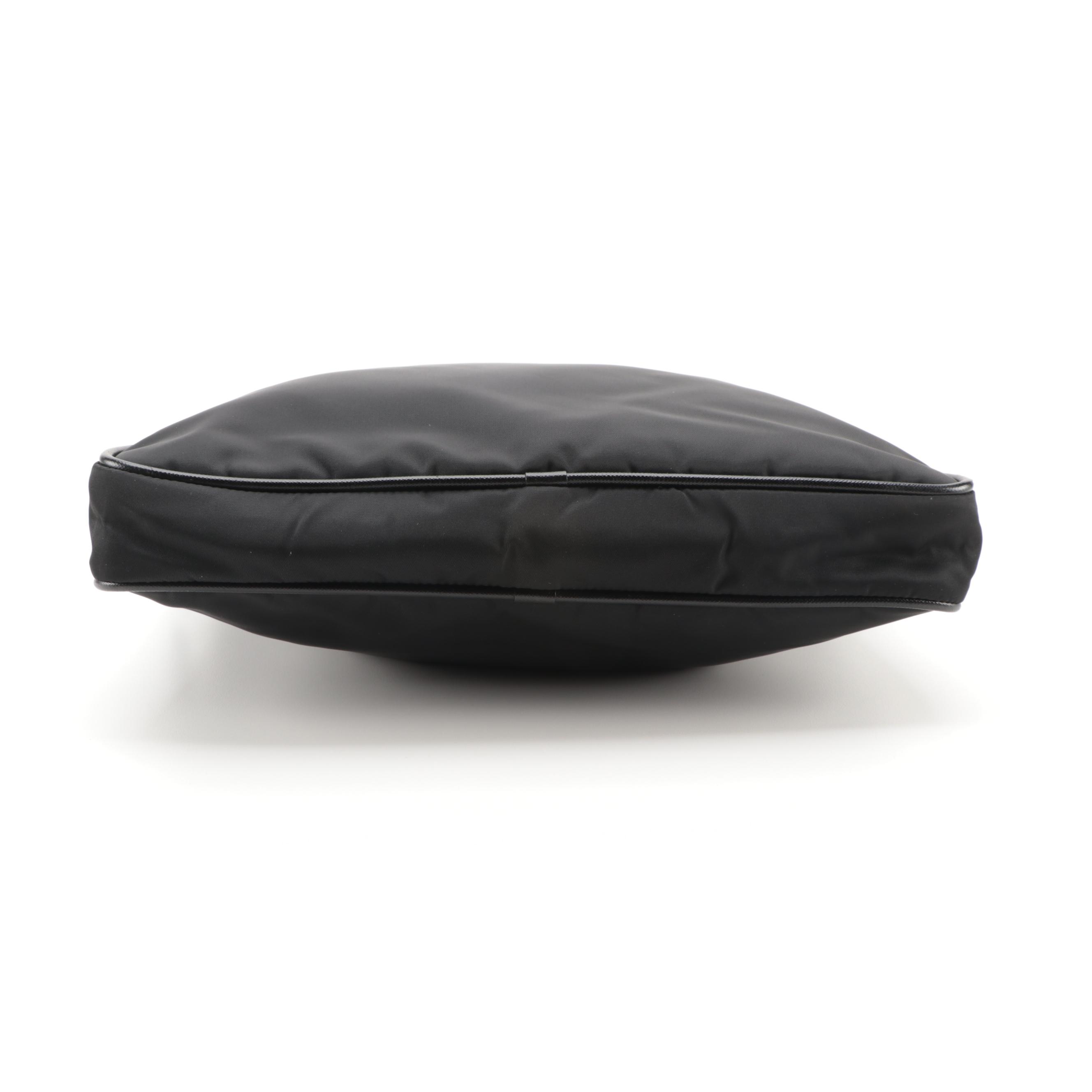 Prada Shoulder Bag in Black Nylon with Saffiano Leather Trim