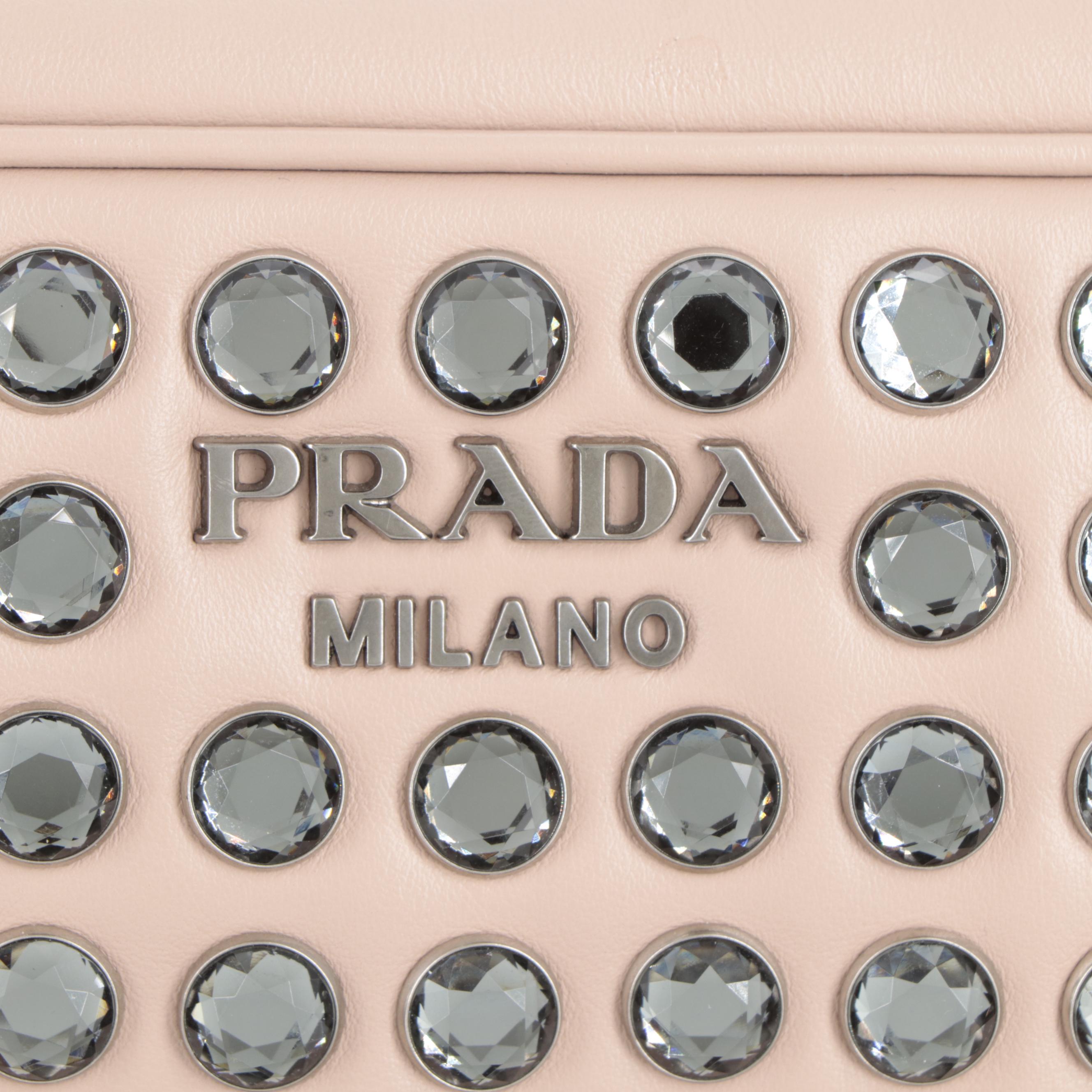 Prada Embellished Blush Leather Shoulder Bag