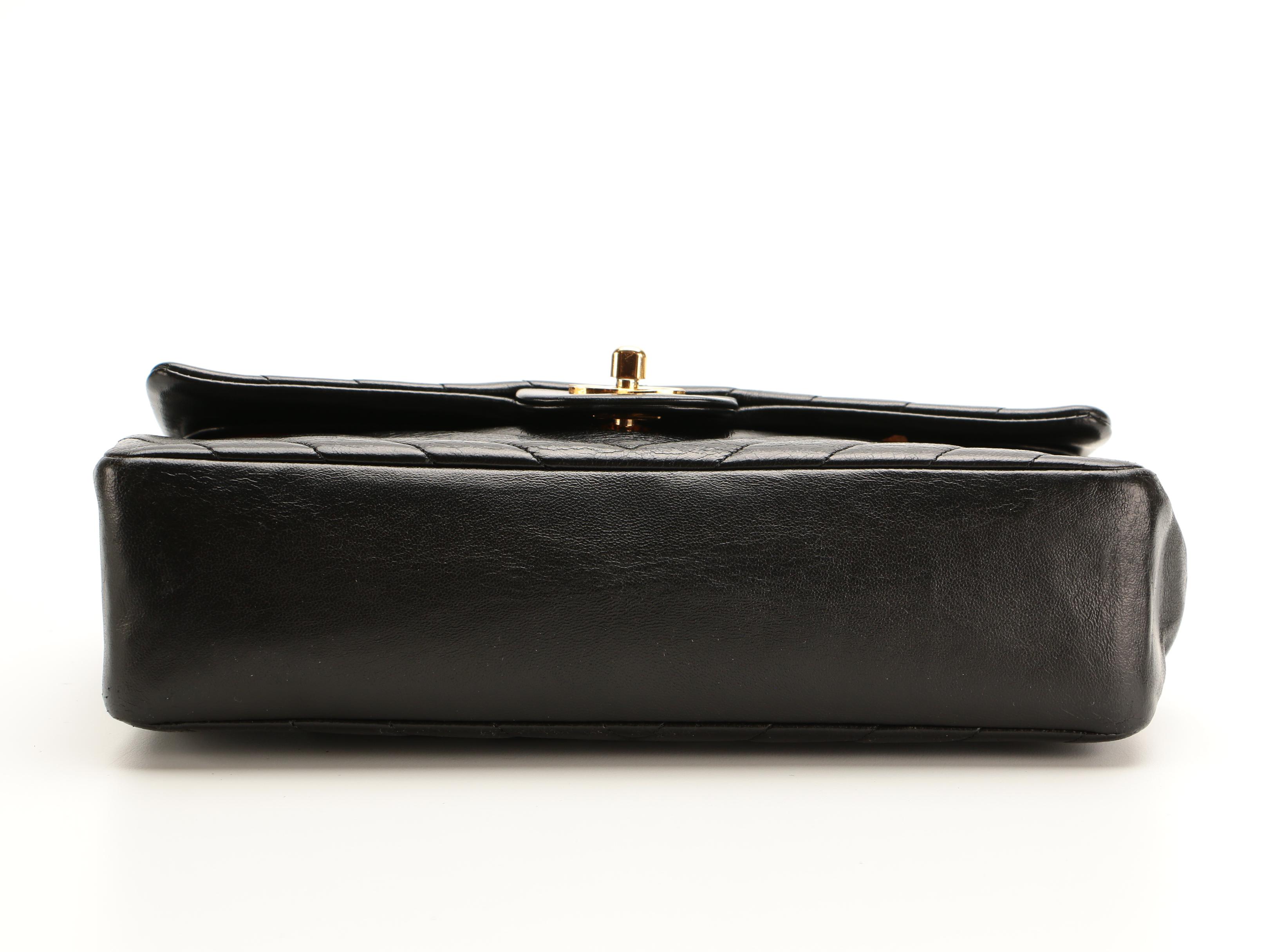 Chanel Chevron Quilted Classic Medium Double Flap Bag in Black Lambskin Leather