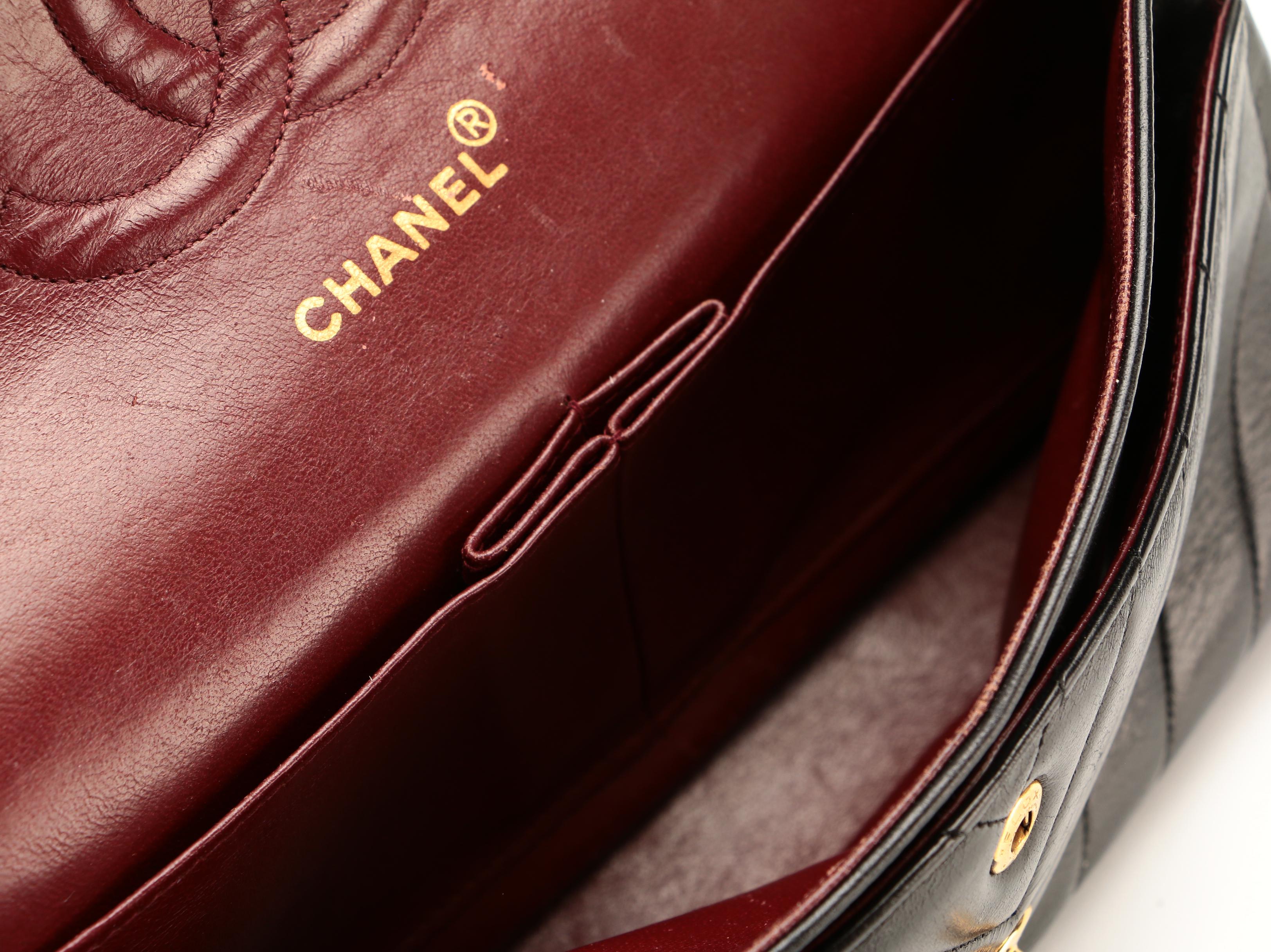 Chanel Chevron Quilted Classic Medium Double Flap Bag in Black Lambskin Leather