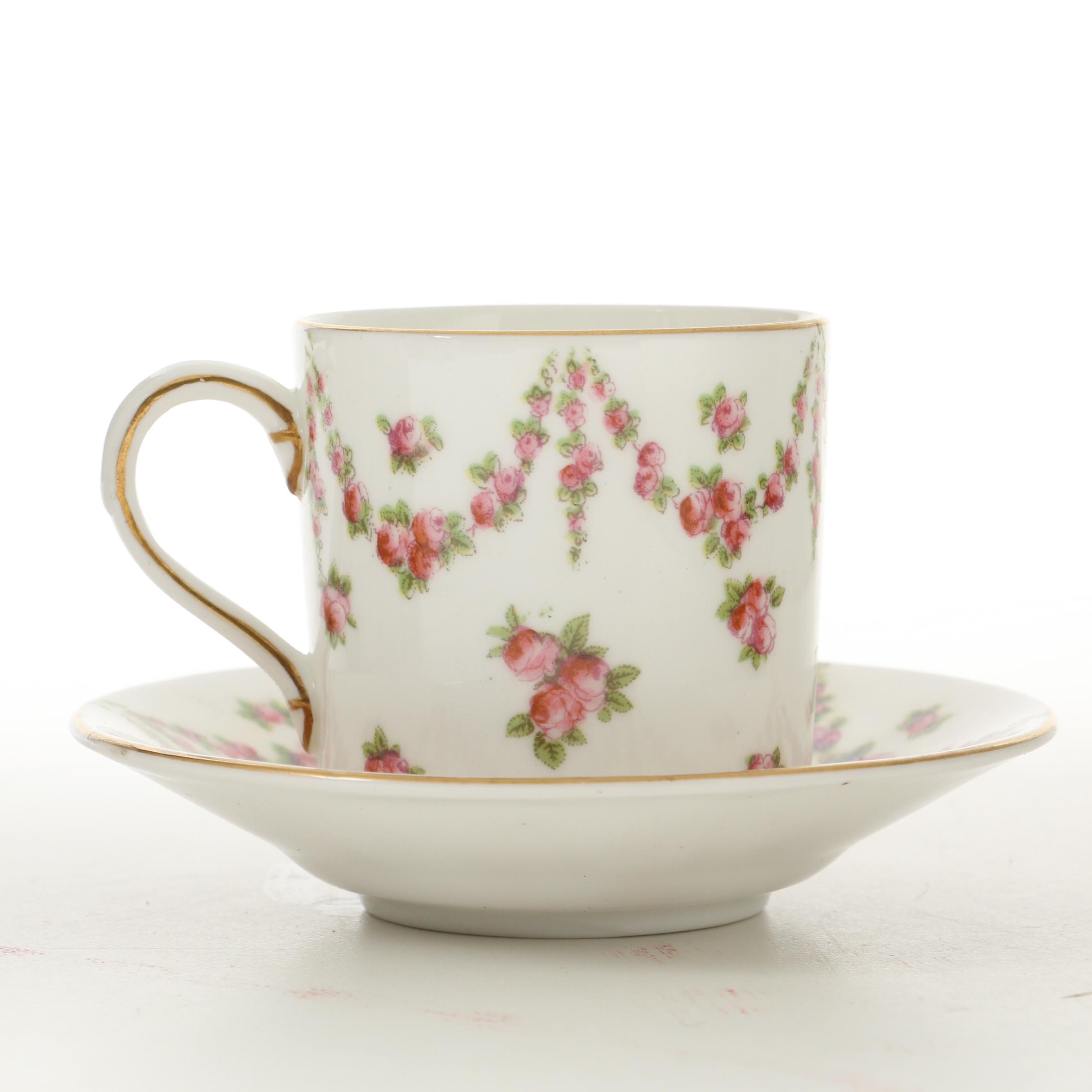 Delinières & Co. Floral Porcelain Salad Plates and Other Porcelain Tableware