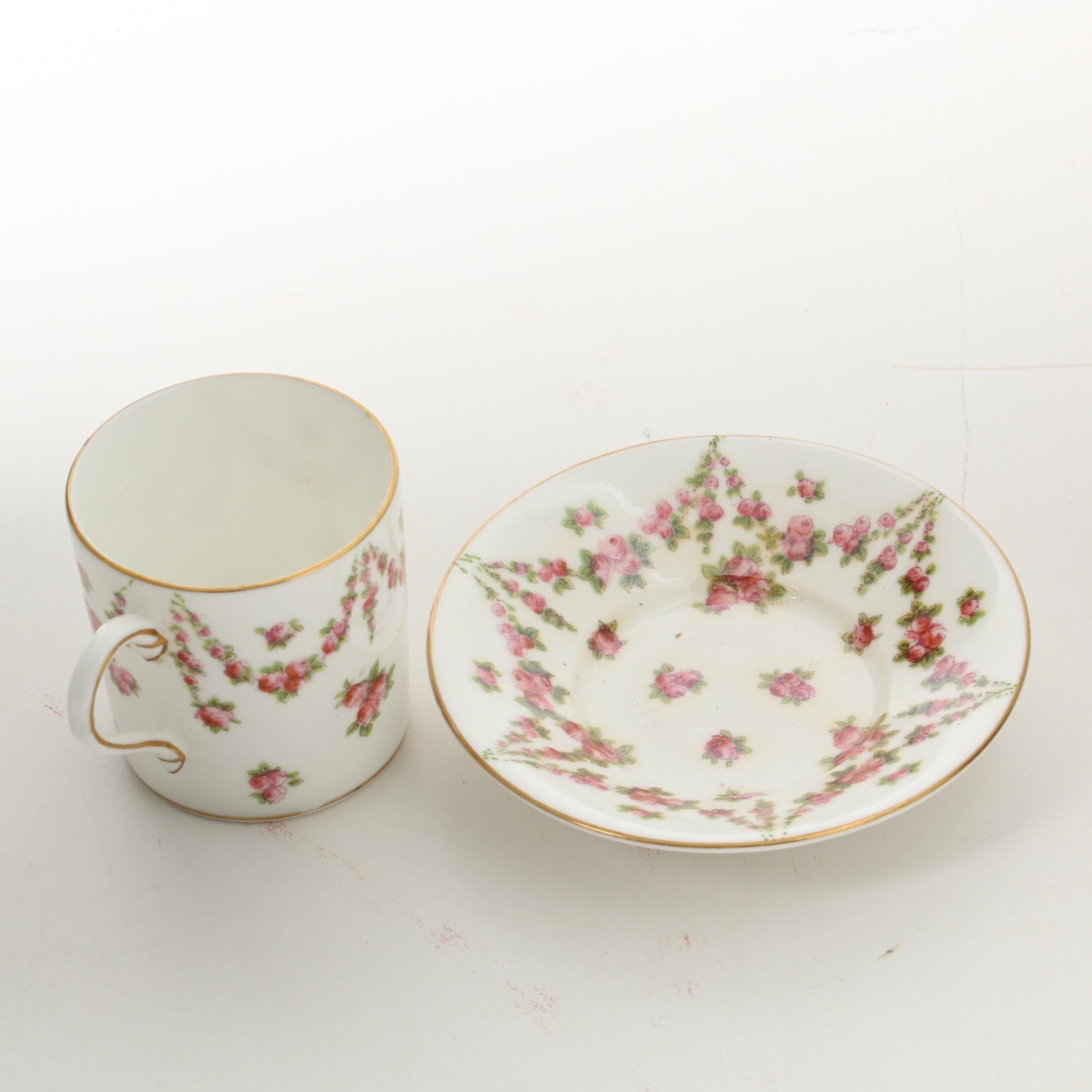 Delinières & Co. Floral Porcelain Salad Plates and Other Porcelain Tableware