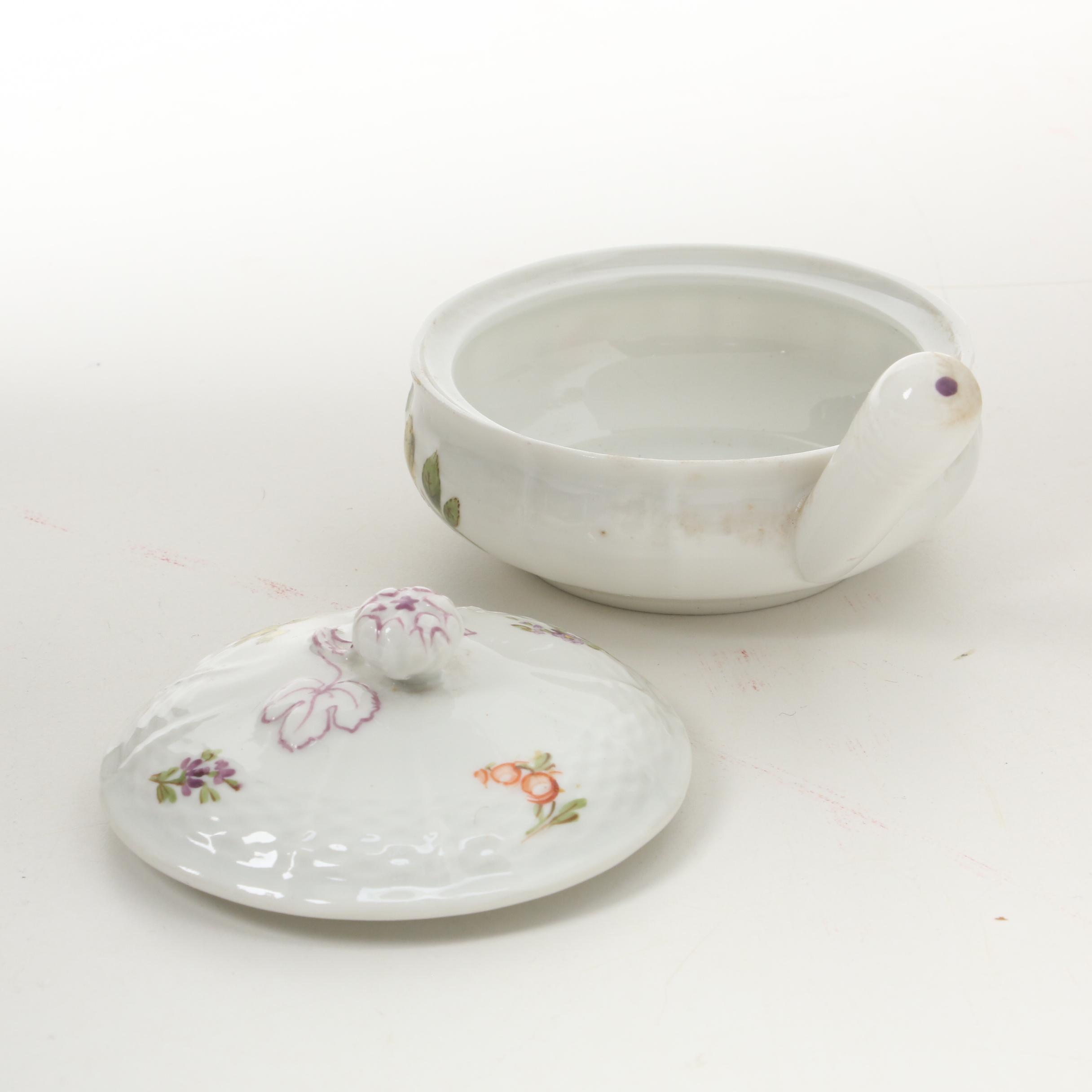 Delinières & Co. Floral Porcelain Salad Plates and Other Porcelain Tableware