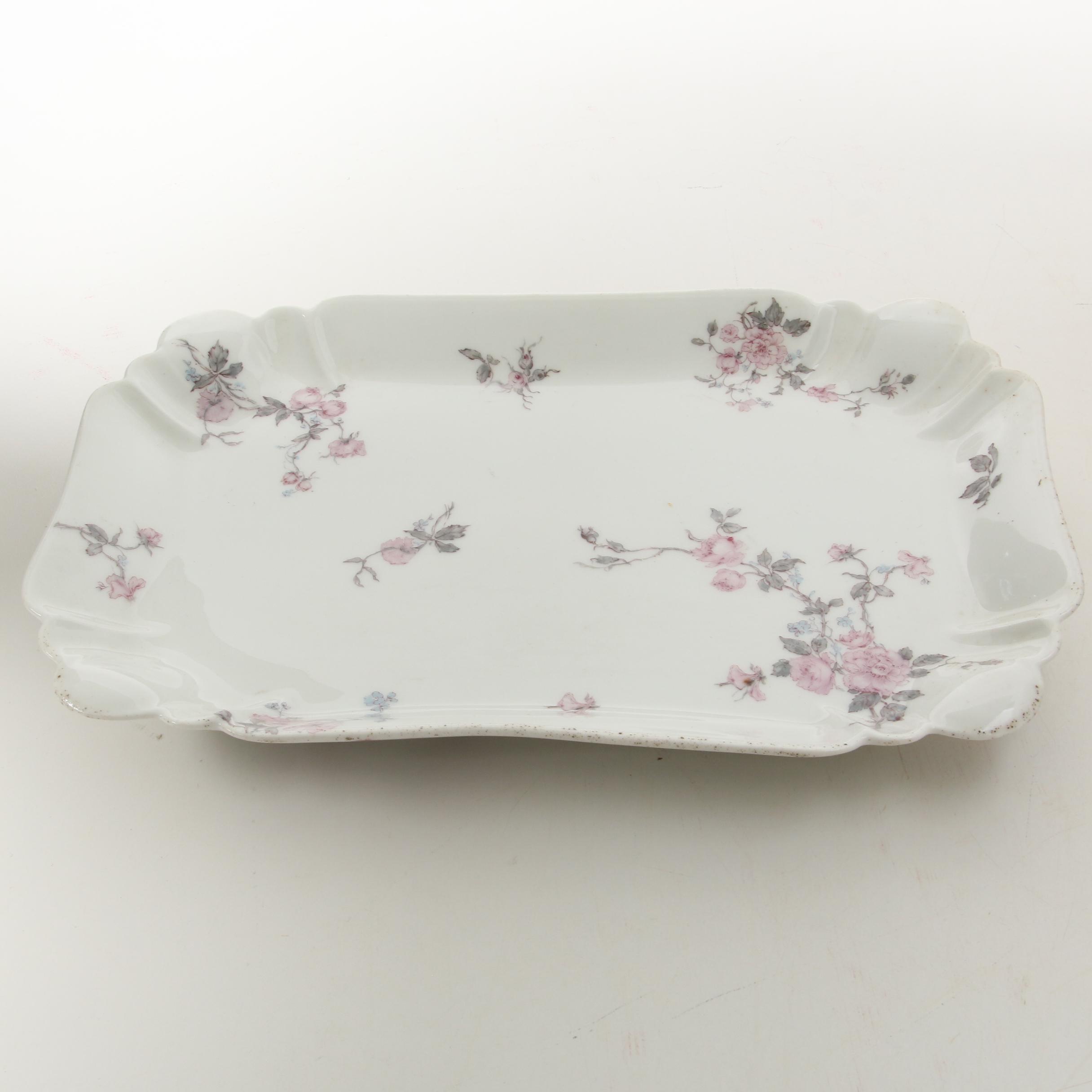 Delinières & Co. Floral Porcelain Salad Plates and Other Porcelain Tableware