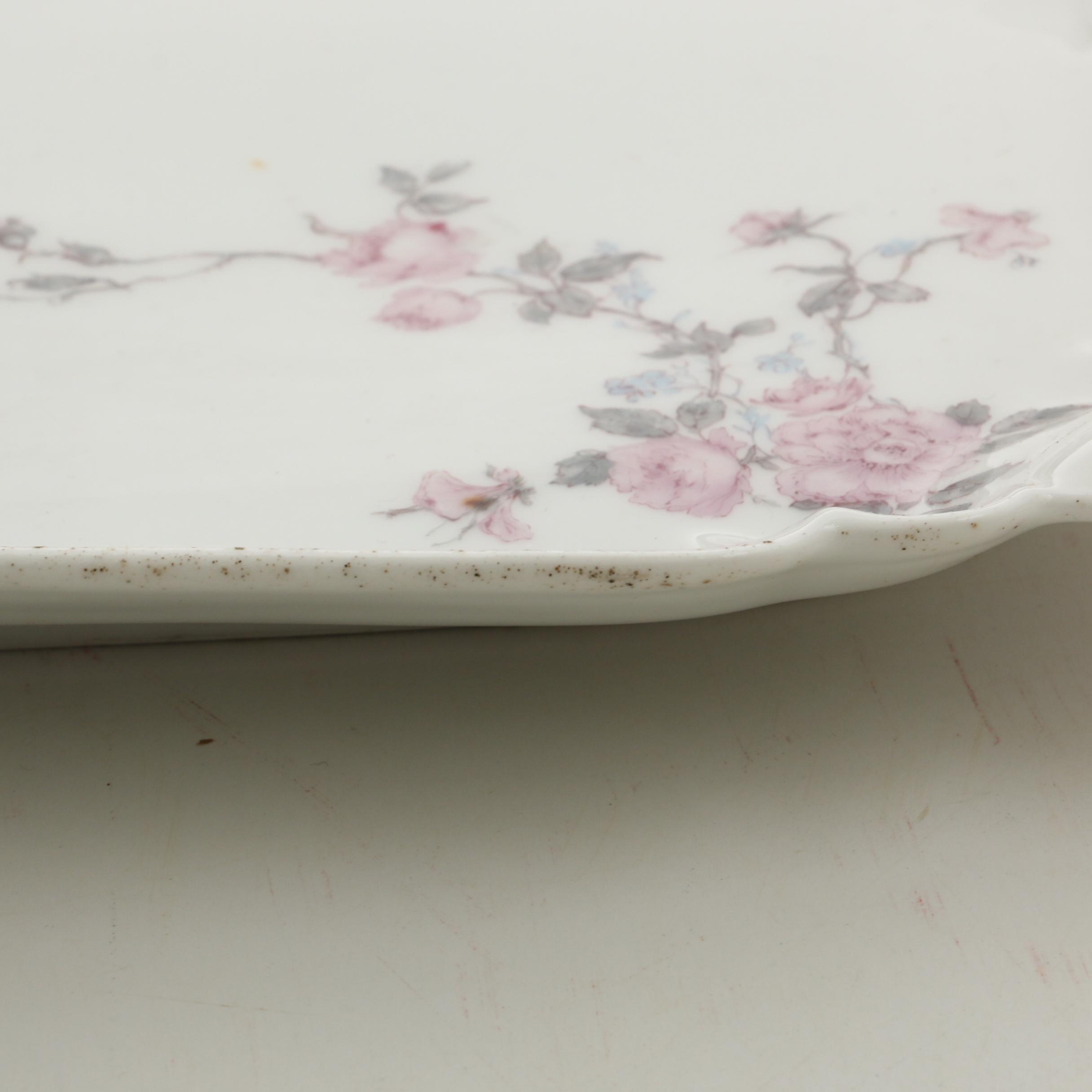 Delinières & Co. Floral Porcelain Salad Plates and Other Porcelain Tableware