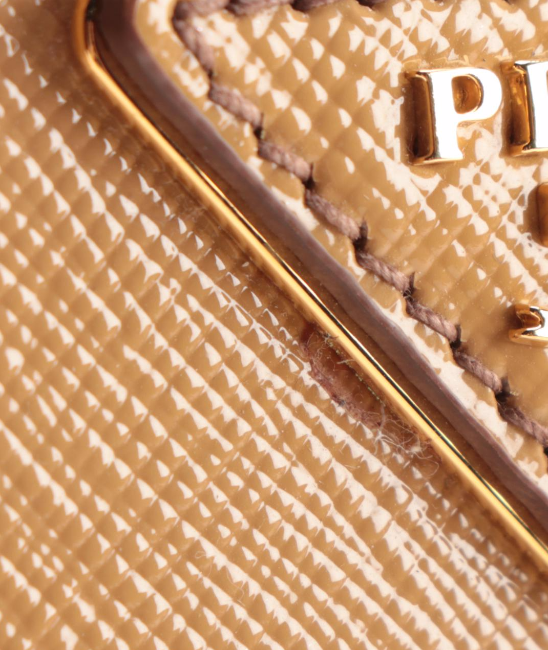 Prada Tan Saffiano Patent Leather Two-Way Tote