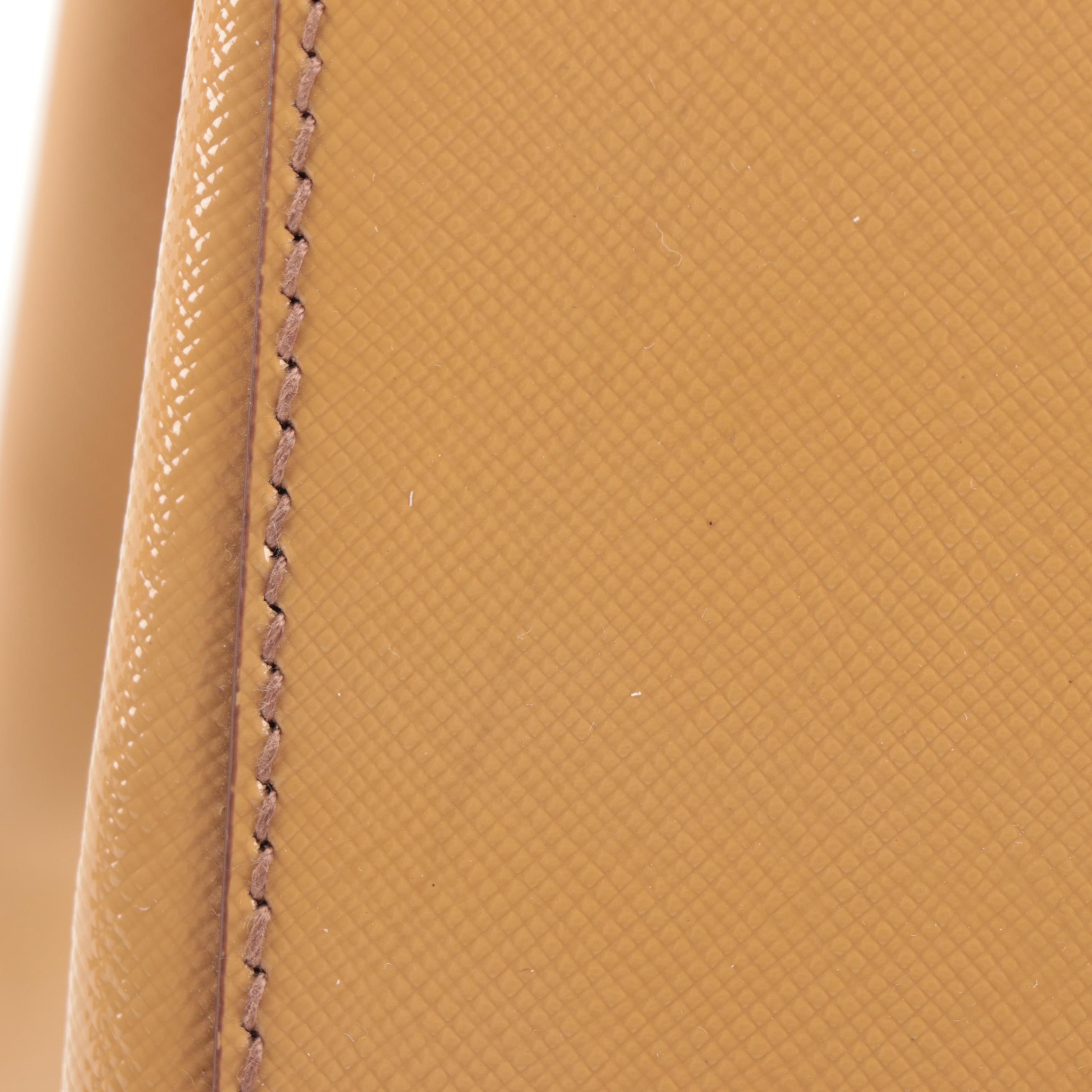 Prada Tan Saffiano Patent Leather Two-Way Tote