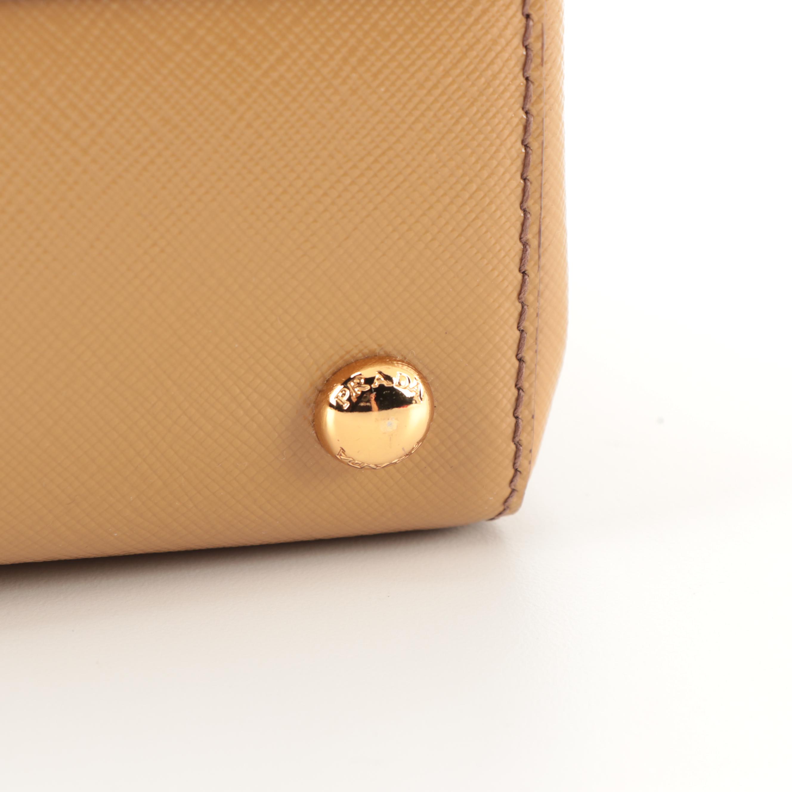 Prada Tan Saffiano Patent Leather Two-Way Tote