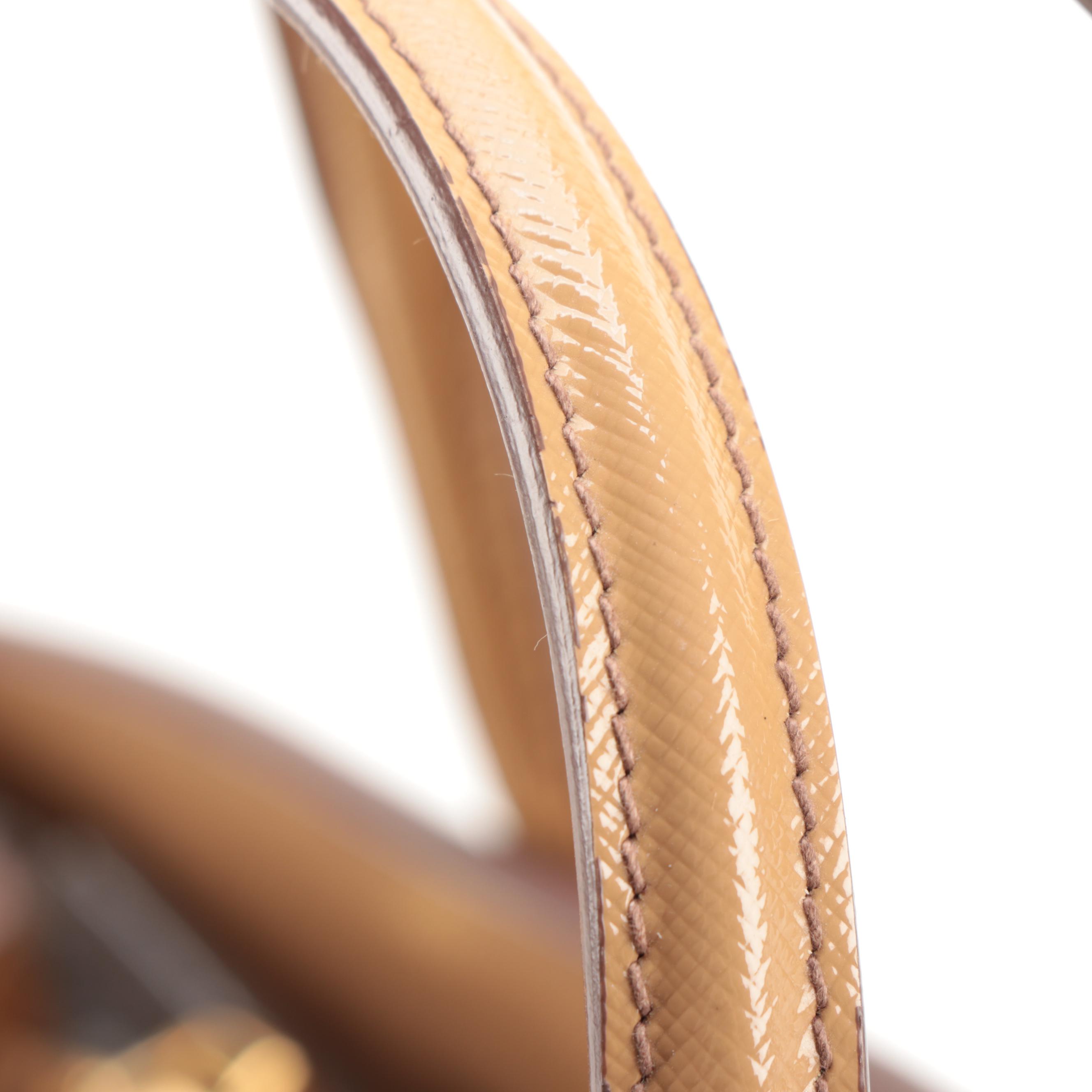 Prada Tan Saffiano Patent Leather Two-Way Tote