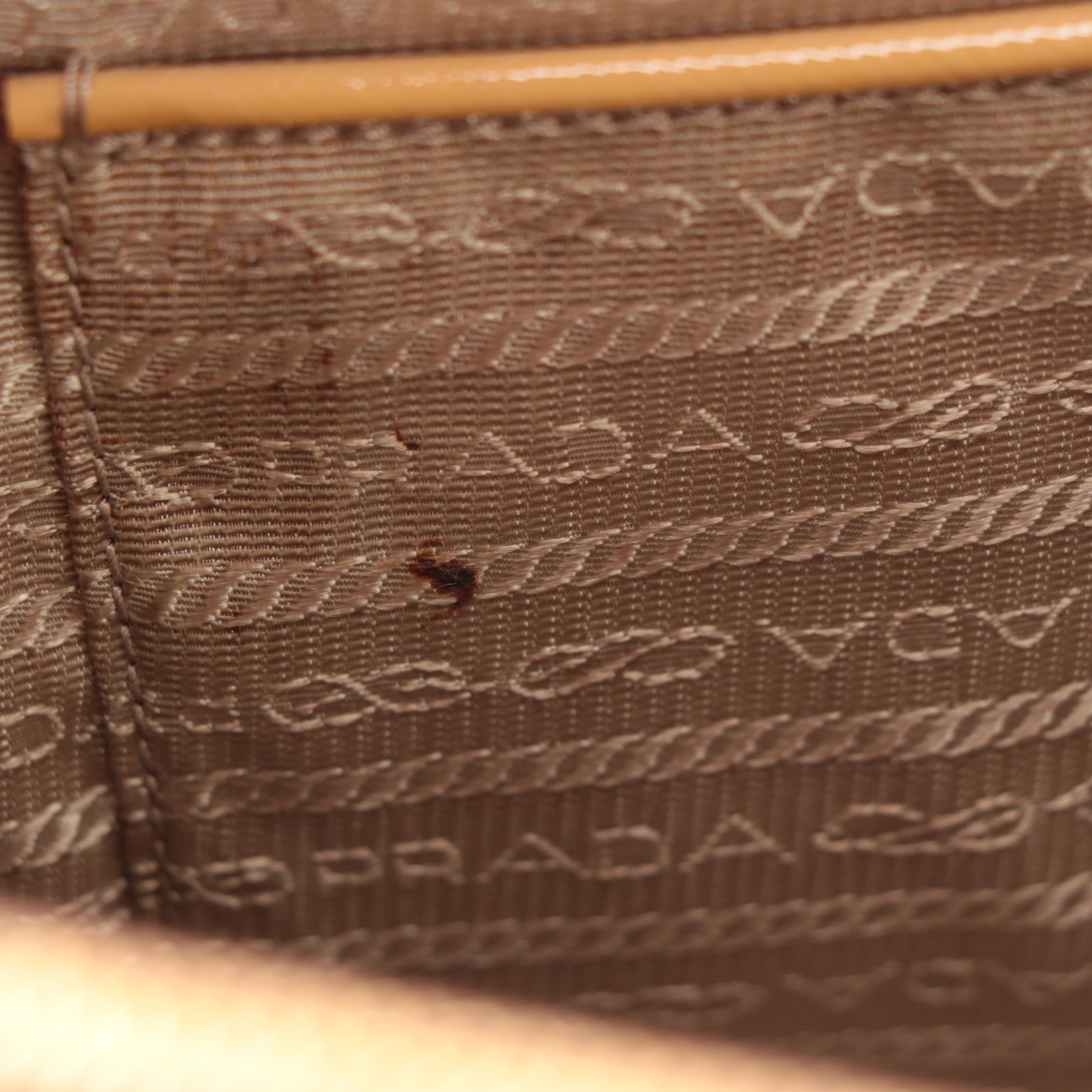 Prada Tan Saffiano Patent Leather Two-Way Tote