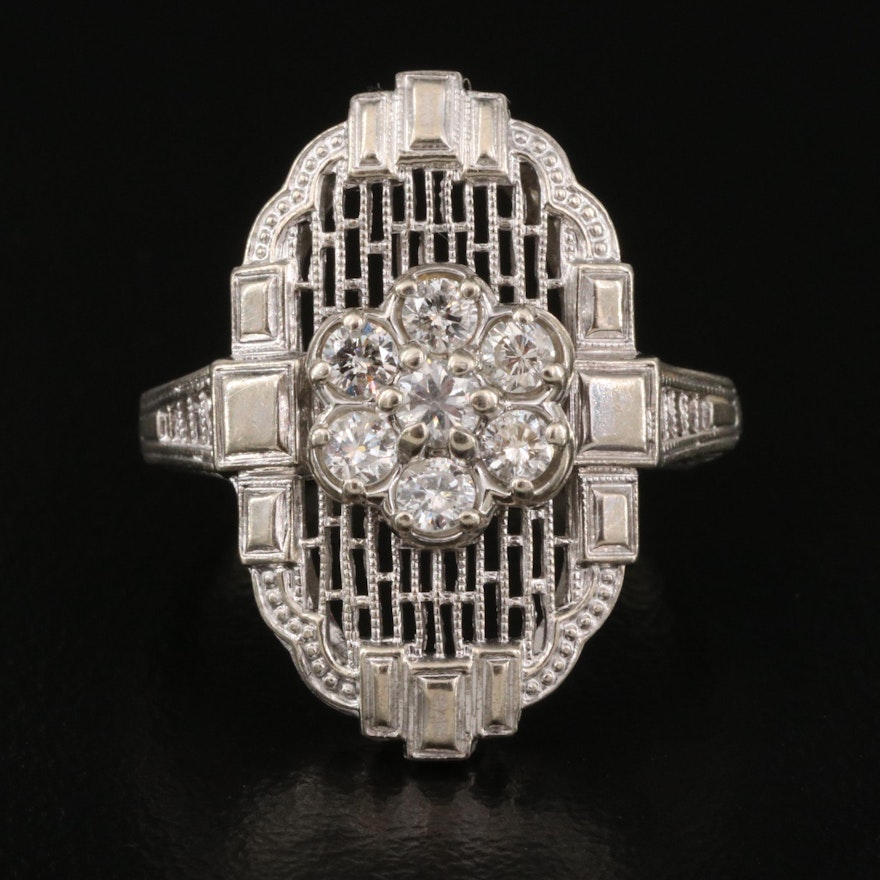 Art Deco Style 14K Diamond Ring