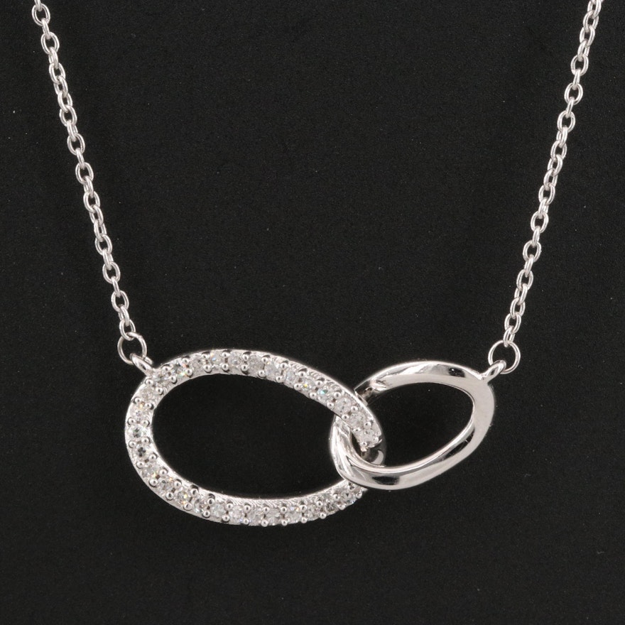 14K Diamond Interlocking Oval Necklace