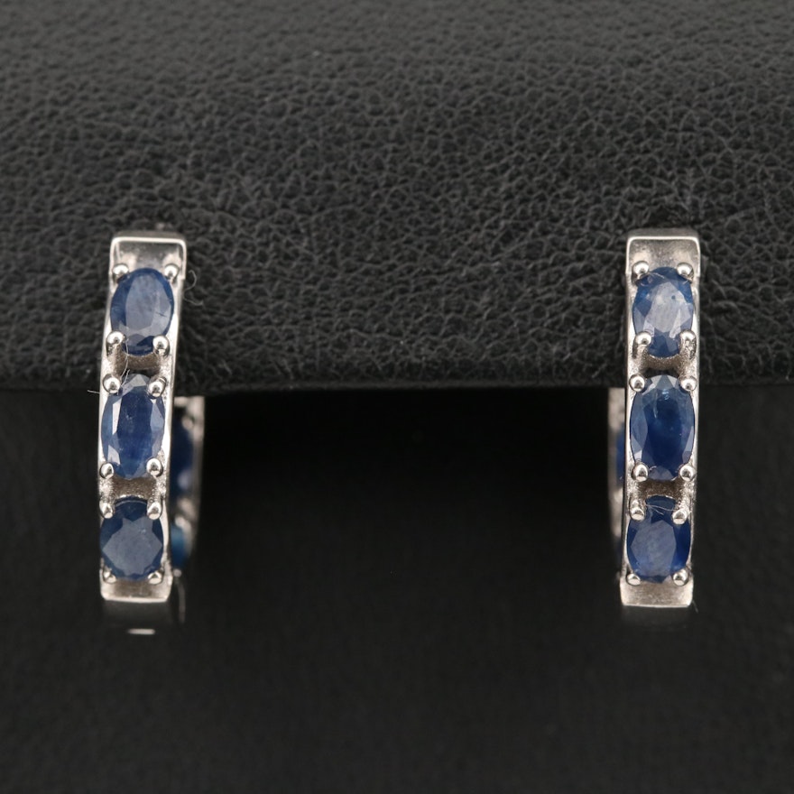 Sterling Silver Sapphire Inside-Out Hoop Earrings