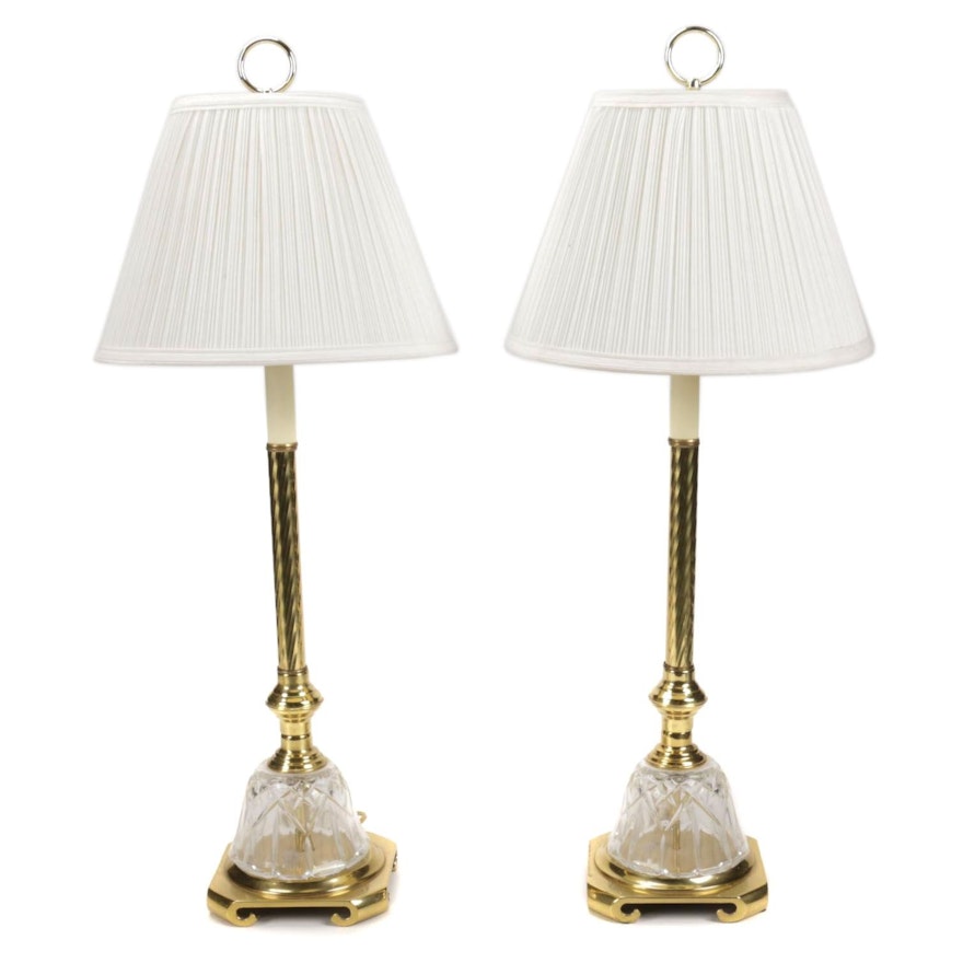 Lacquered Brass and Glass Table Lamps, Late 20th Century