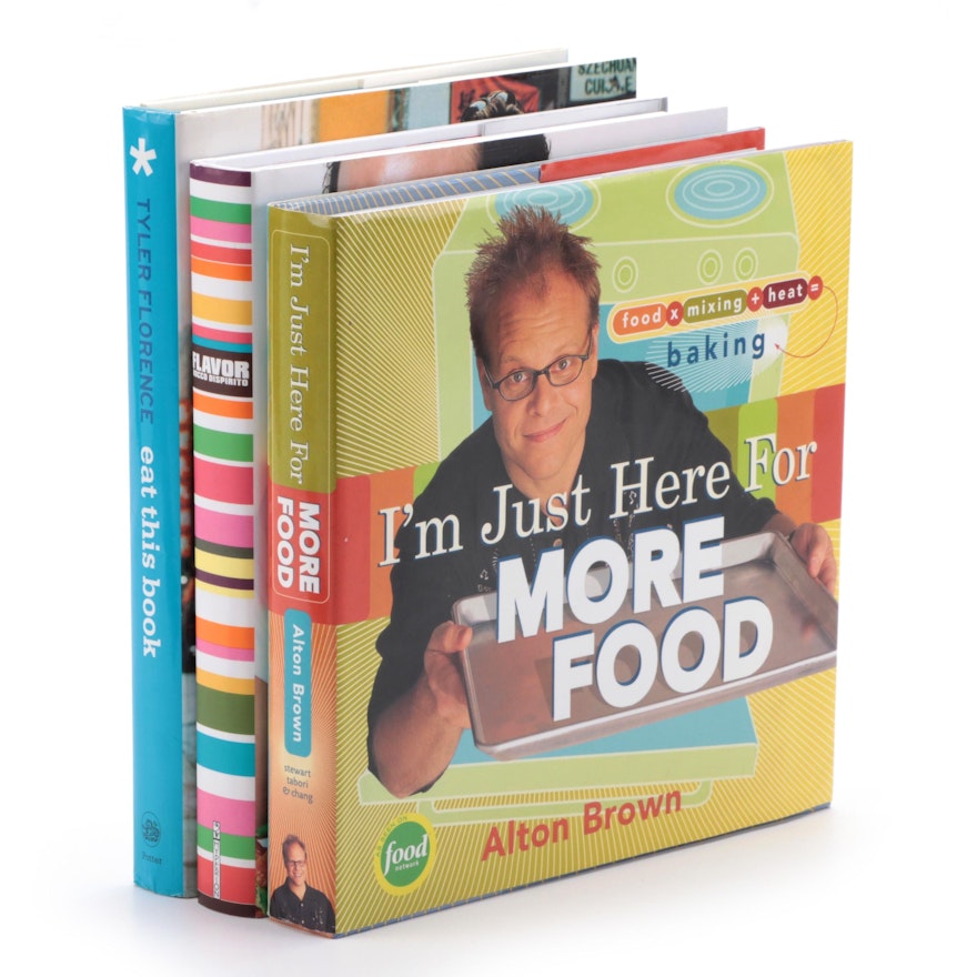 Signed "I'm Just Here for More Food" by Alton Brown and More Cookbooks