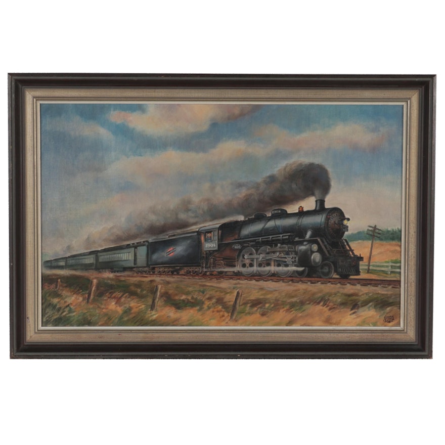 Einar Quist Oil Painting of Chicago North Western Line, Early 20th Century