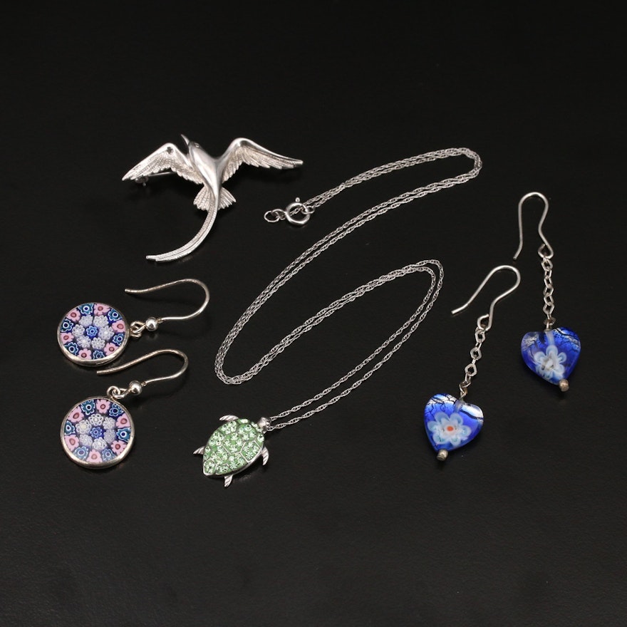 Sterling Silver Jewelry Selection Featuring Millefiori Designs